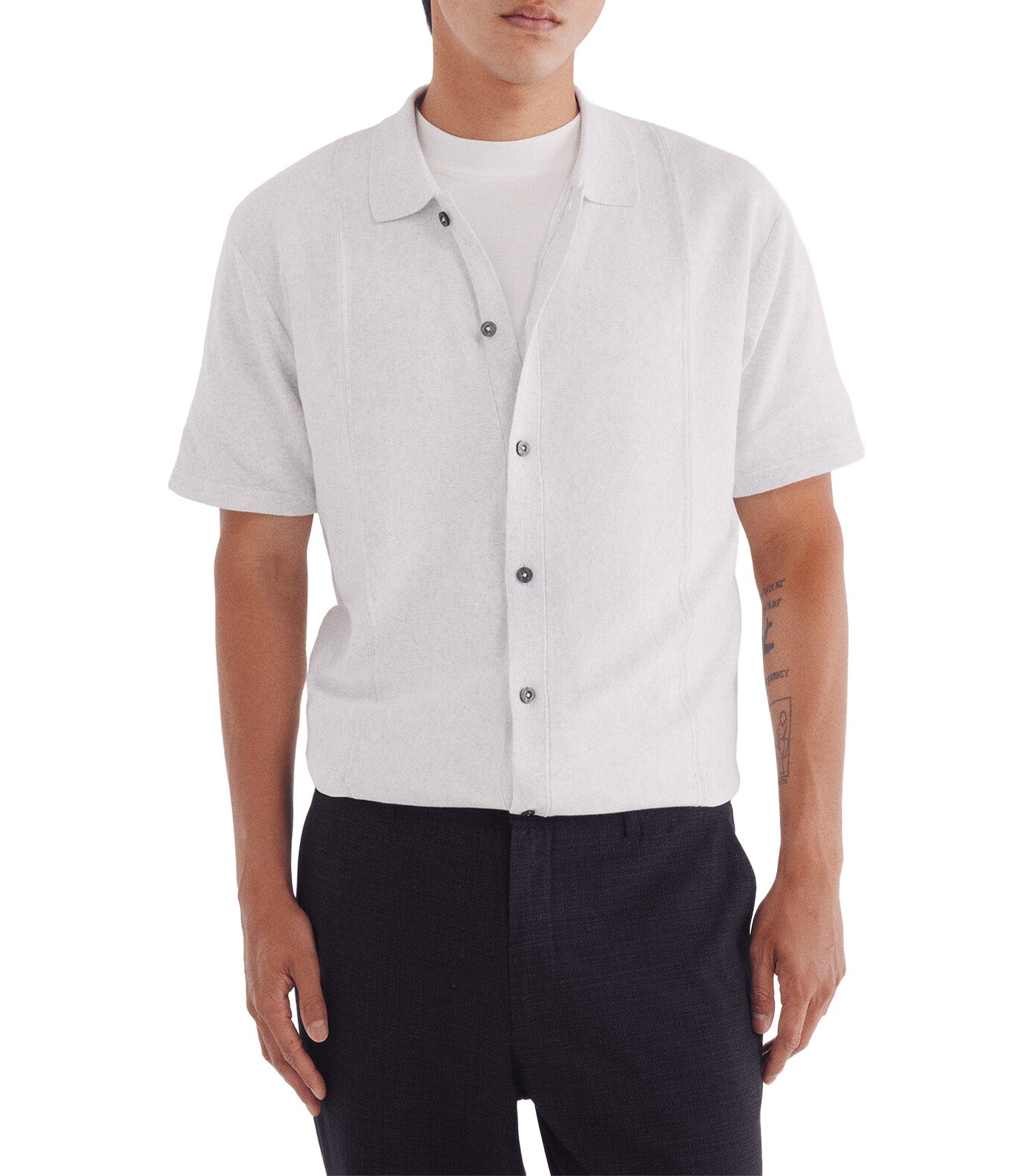 Short Sleeve Vertical Striped Cardigan