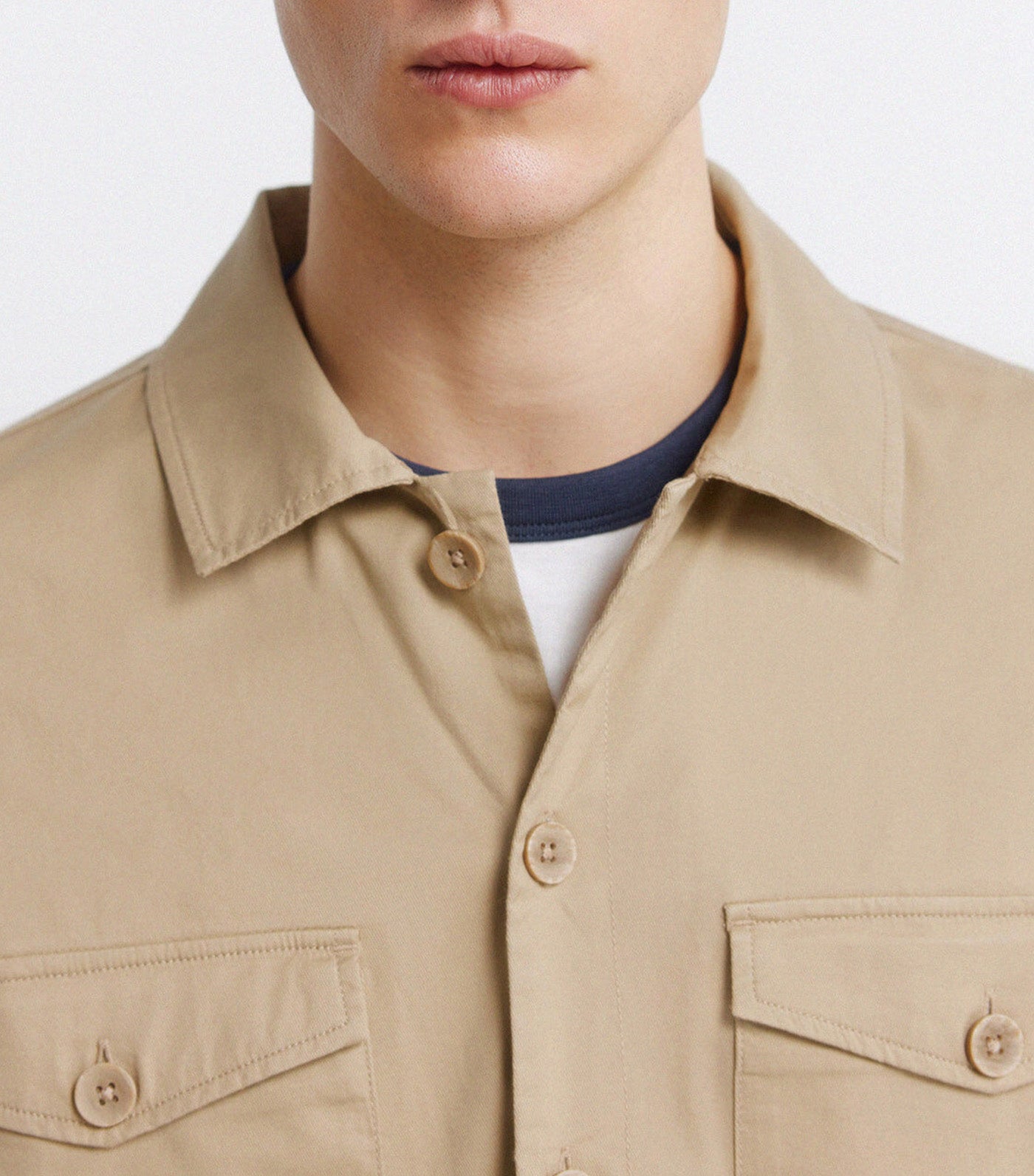 Springfield Lightweight Overshirt with Pocket Beige