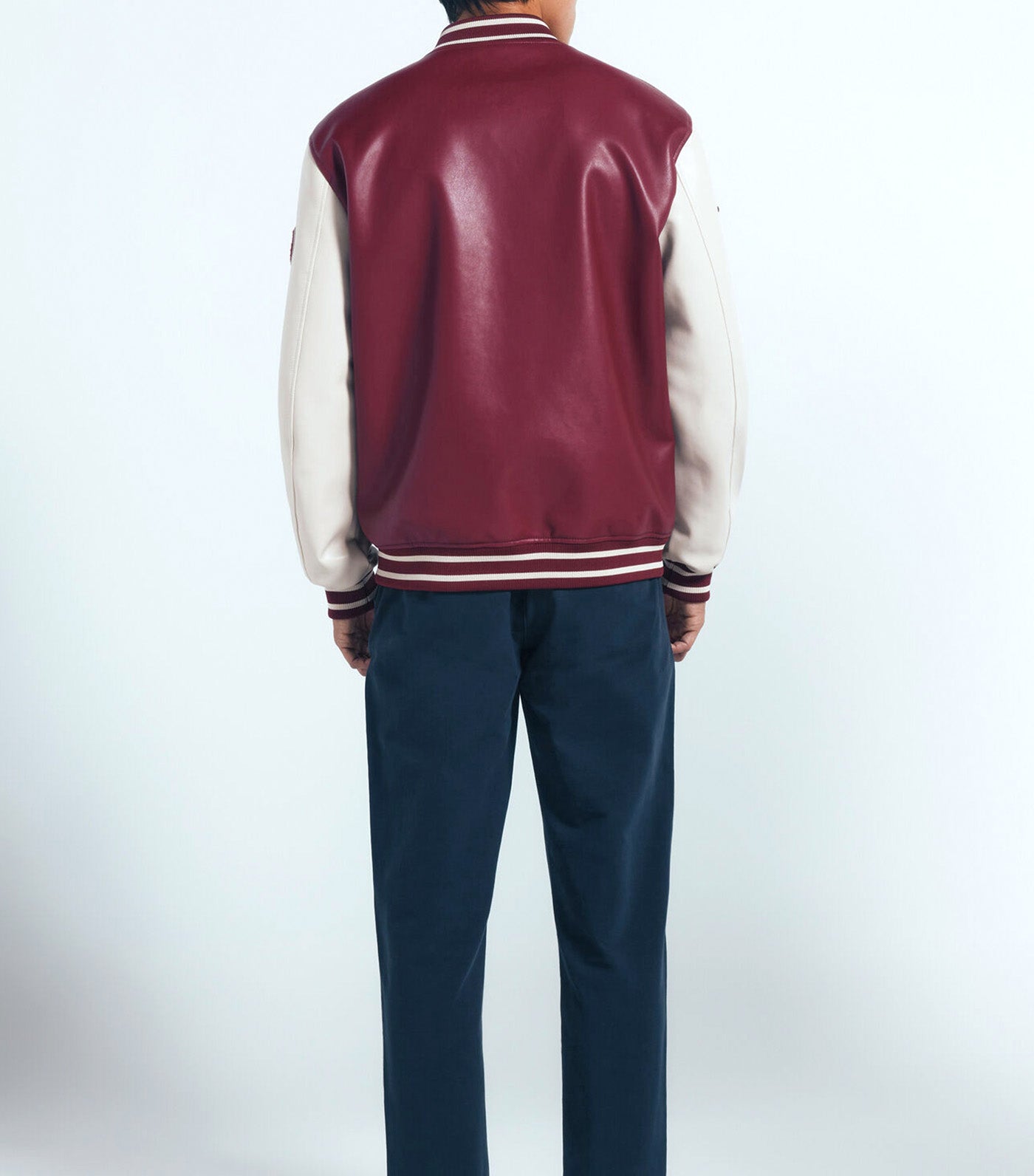 Slim Fit Bomber Varsity Jacket Navy