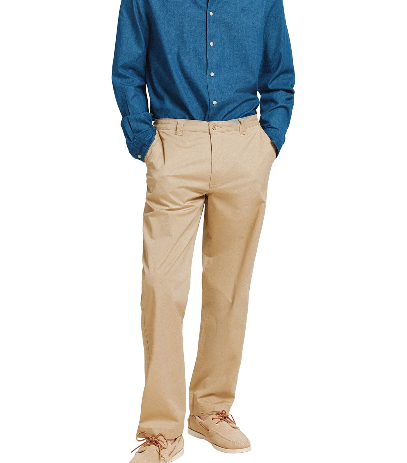Springfield Lightweight Straight-Cut Trousers Beige