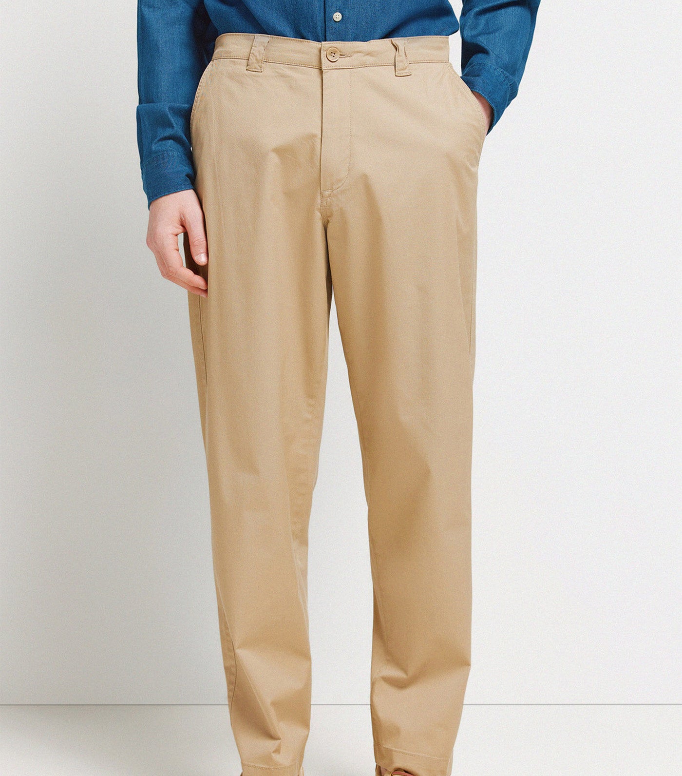 Springfield Lightweight Straight-Cut Trousers Beige