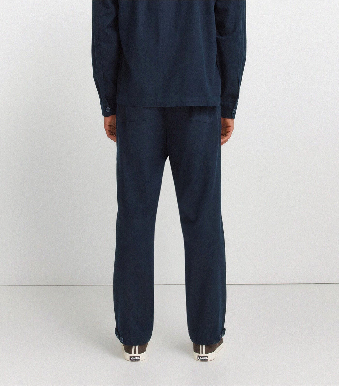 Cotton Straight Fit Trousers Dark Blue