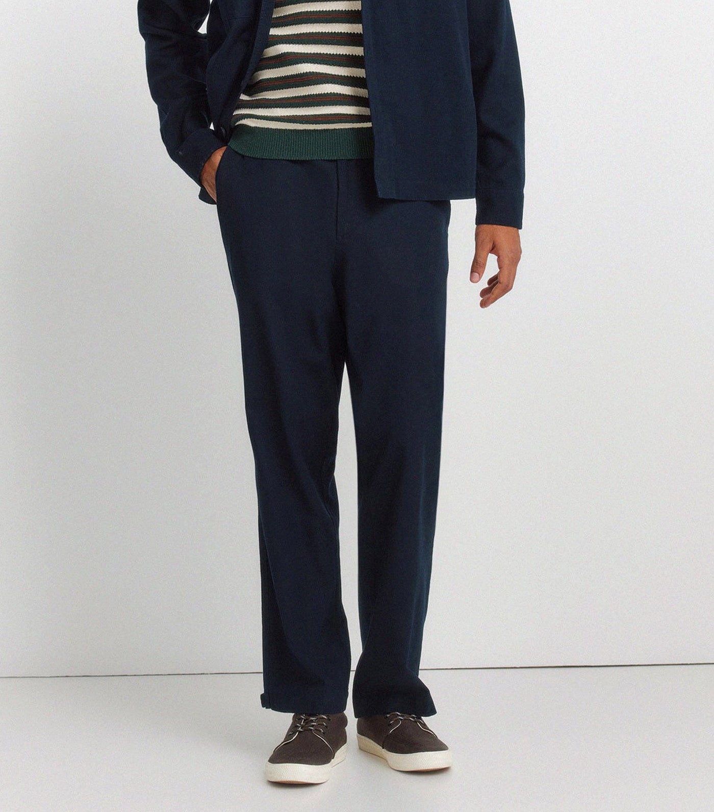 Cotton Straight Fit Trousers Dark Blue