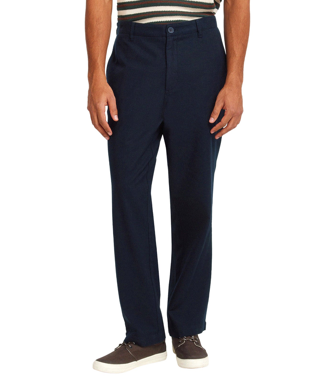 Cotton Straight Fit Trousers Dark Blue