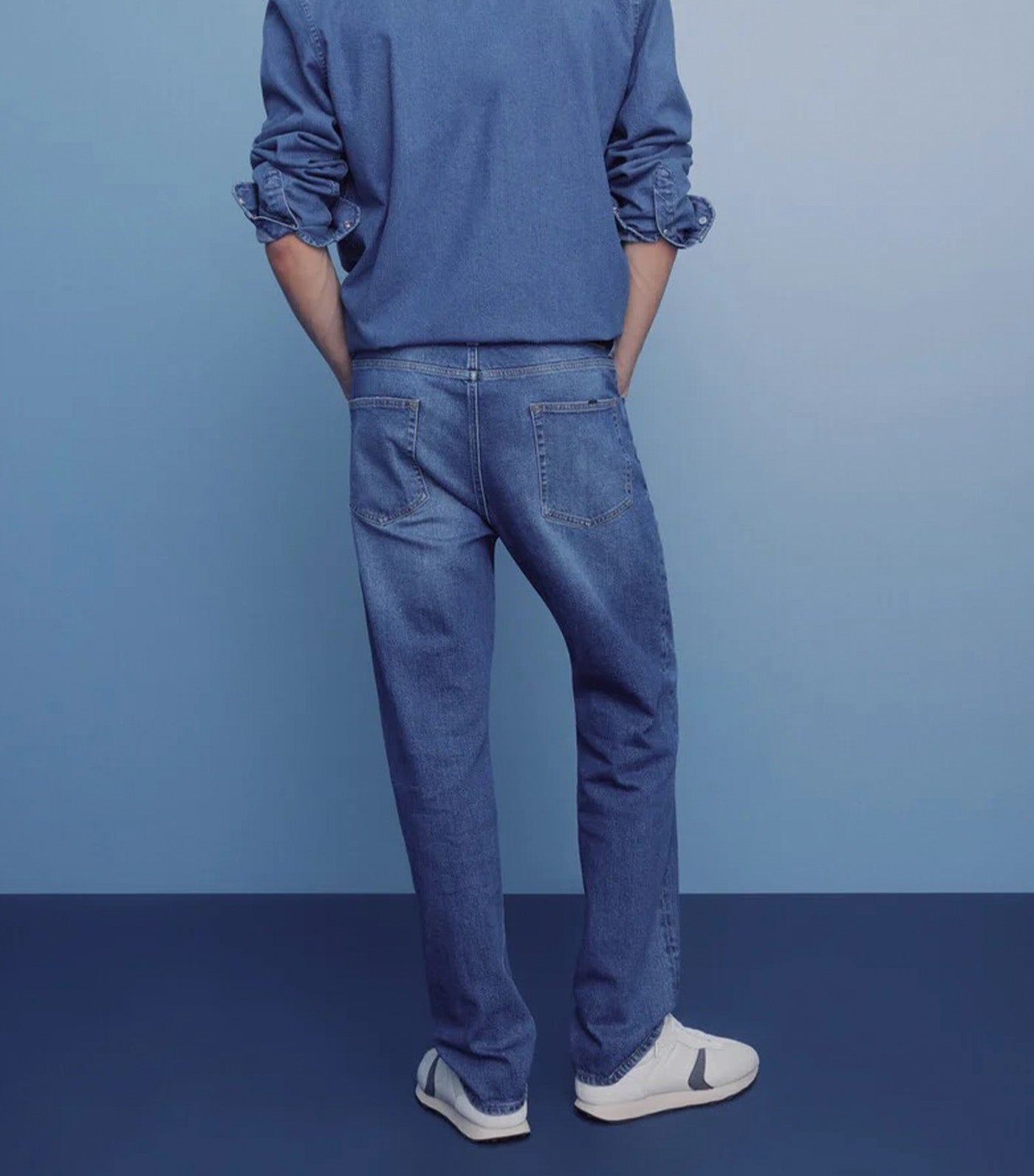 Slim Fit Micro-Print Chino Trousers Medium Blue