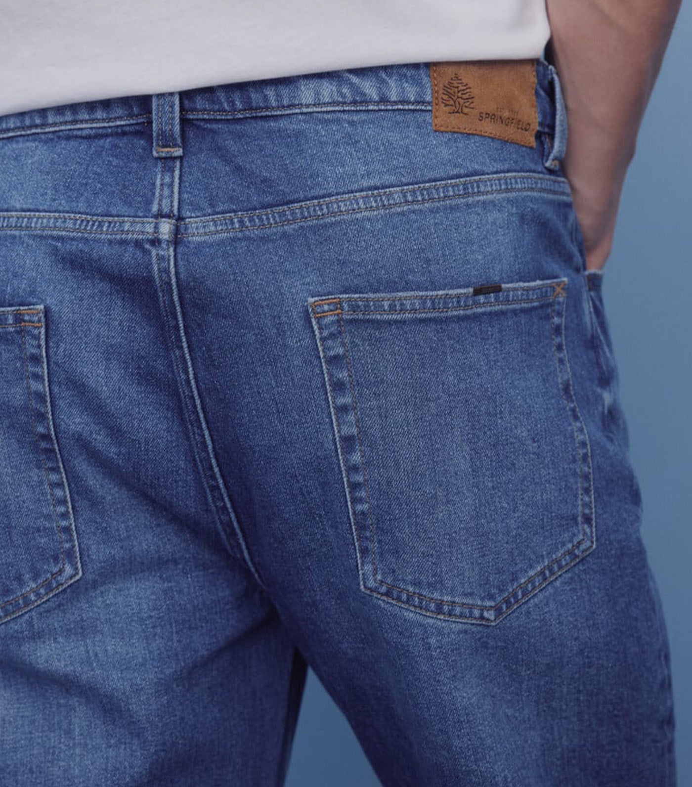 Slim Fit Micro-Print Chino Trousers Medium Blue