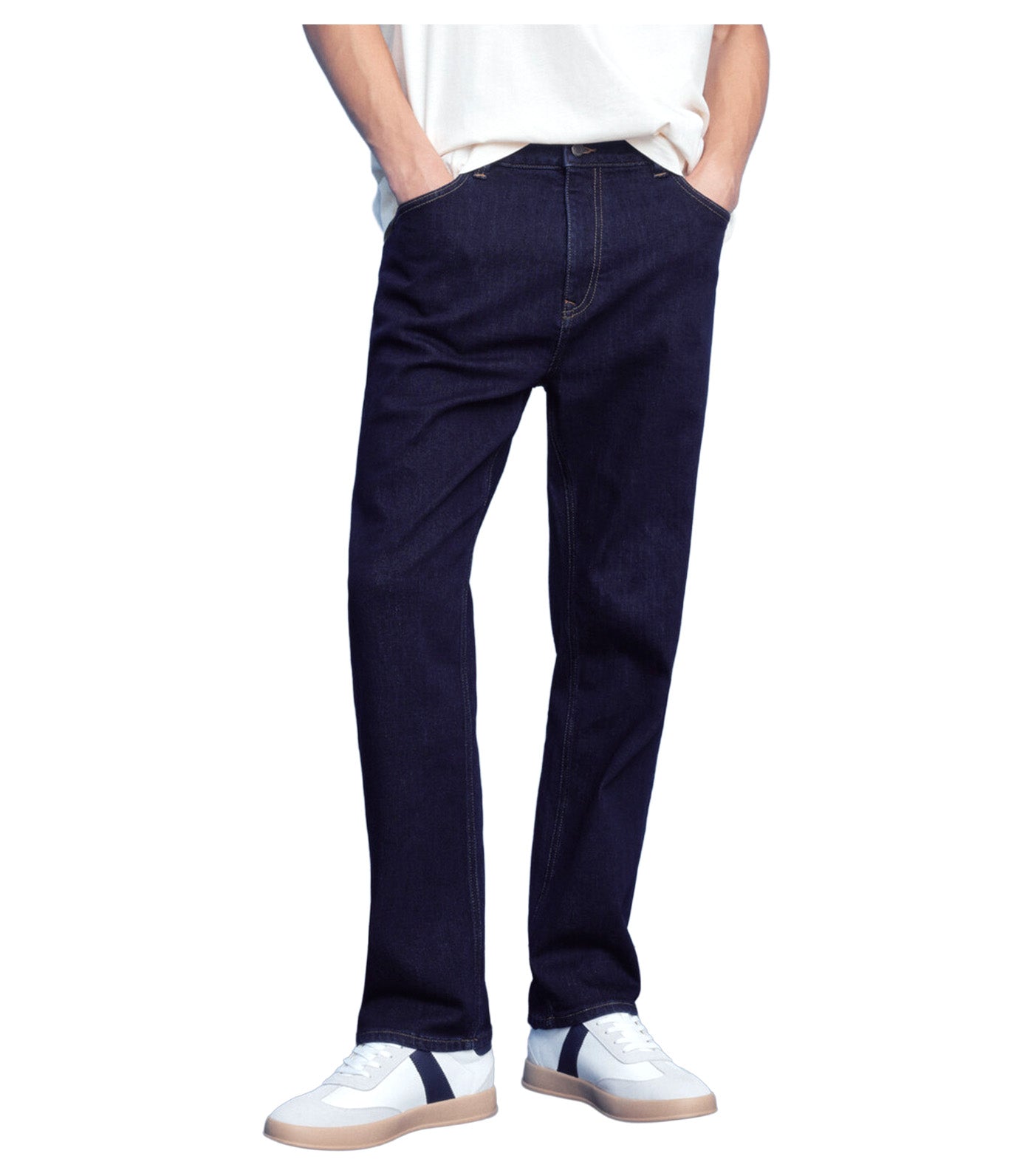Straight-Leg Jeans with Faded Wash Navy