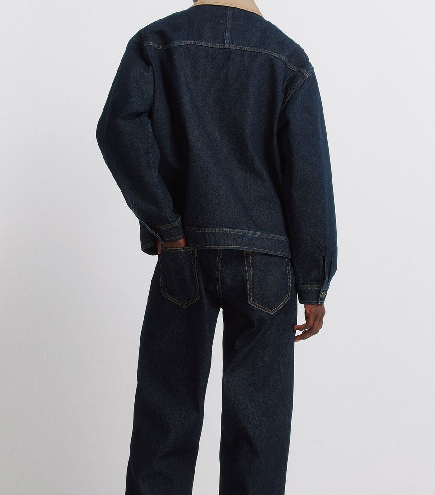 Wide Leg Unwashed Jeans Navy