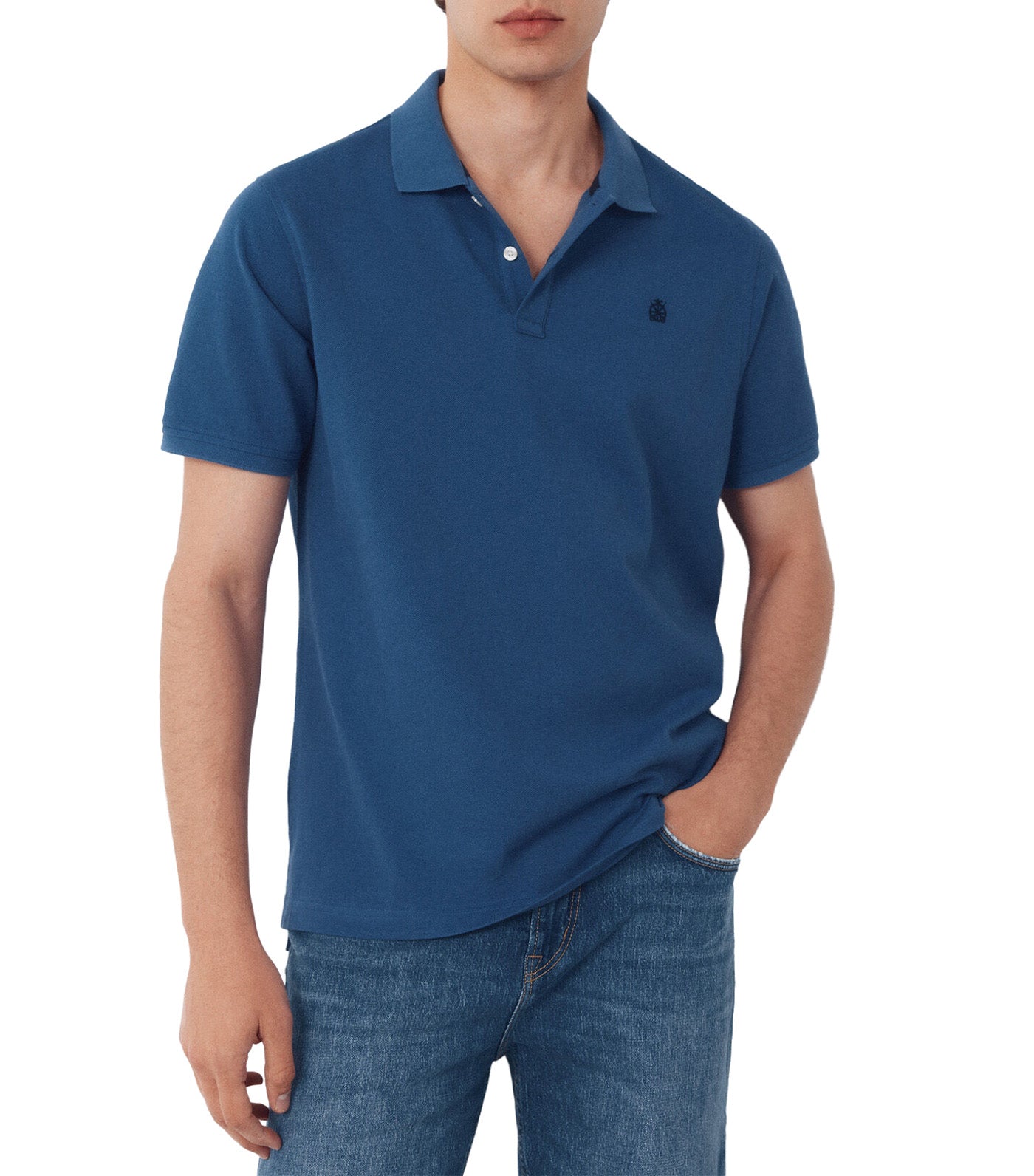 Basic Piqué Polo Shirt Blue
