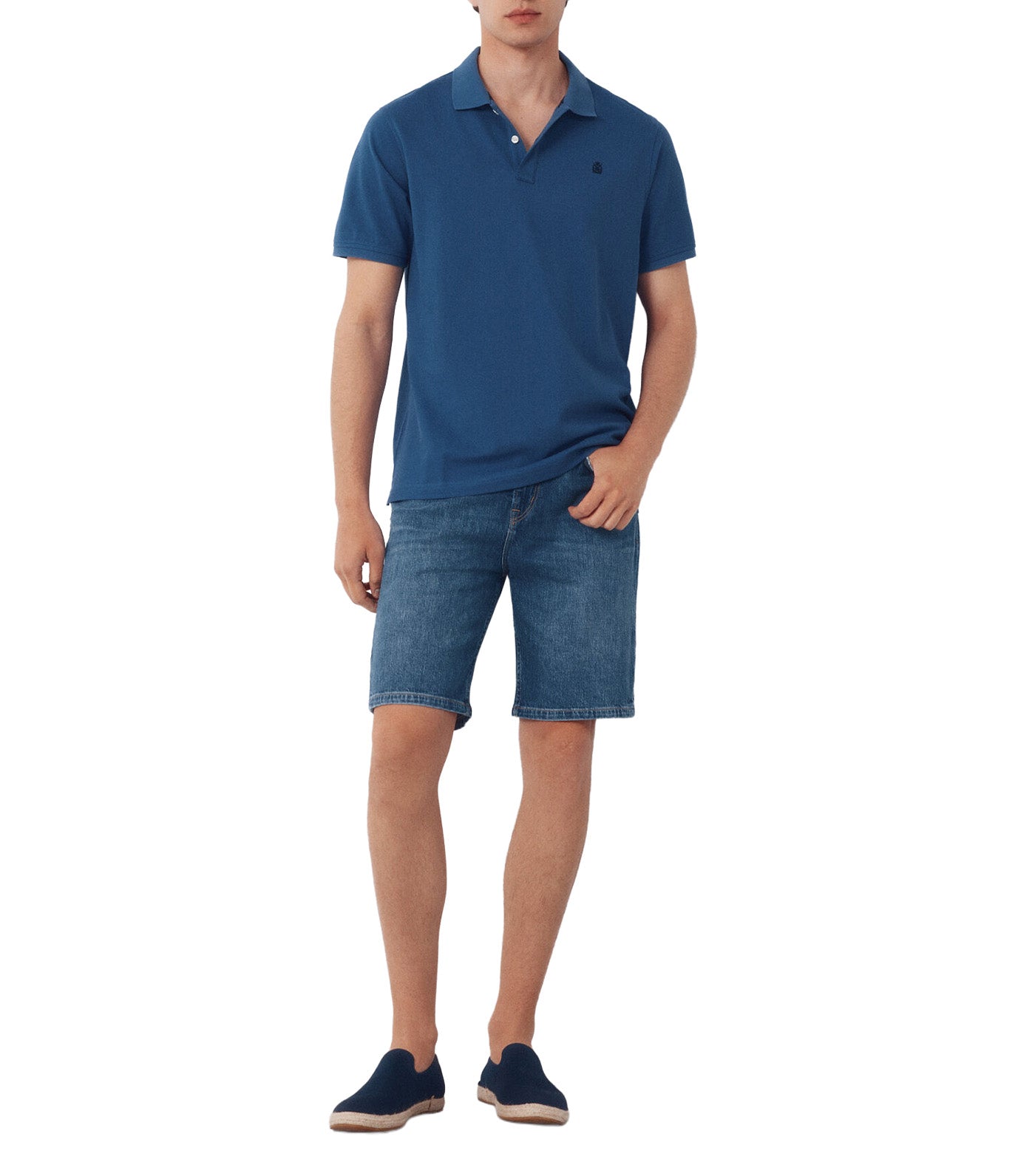 Basic Piqué Polo Shirt Blue