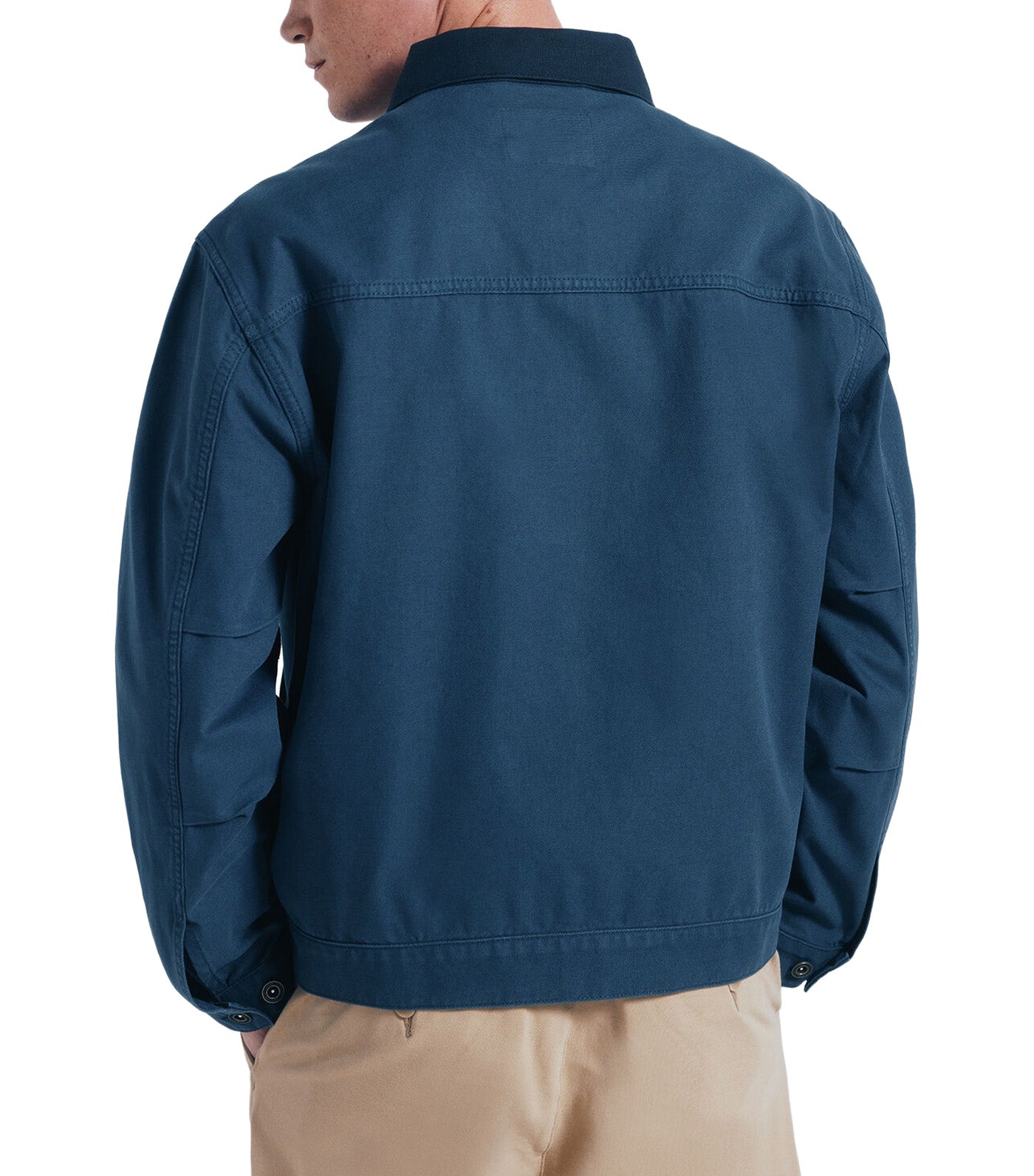 Washed Cotton Jacket with Contrast Light Blue