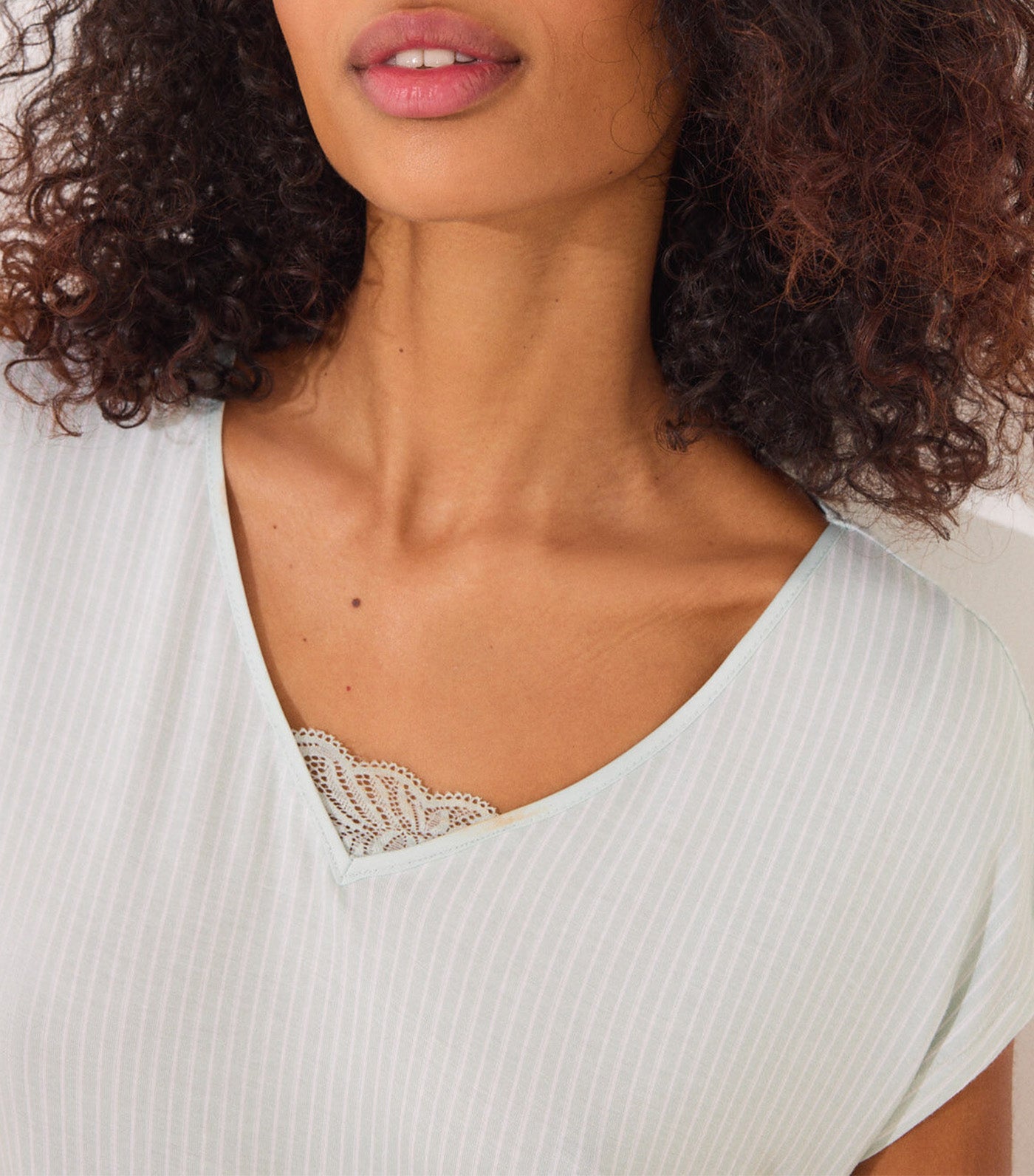 Striped Striped Viscose Midi Nightgown Green