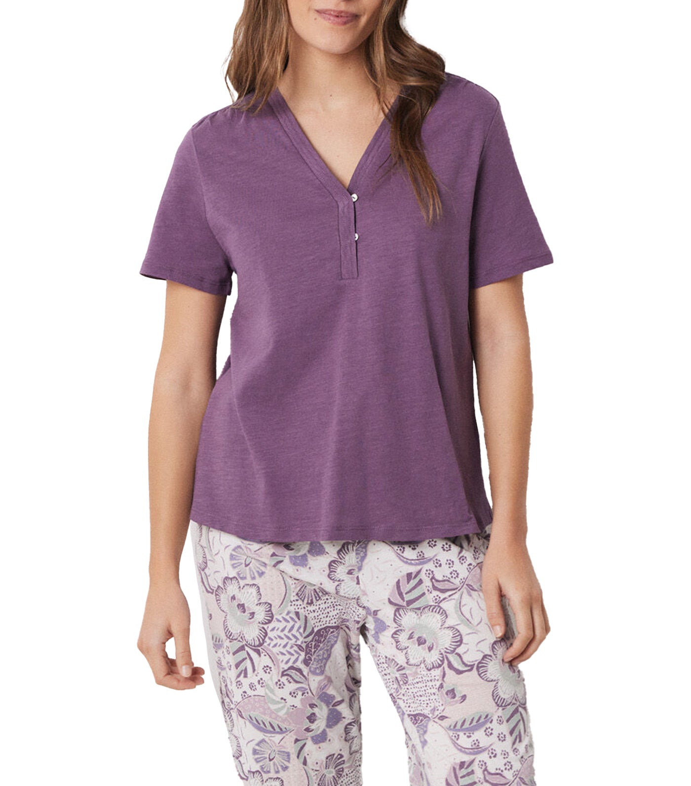 Cotton Short Sleeve Shirt Purple