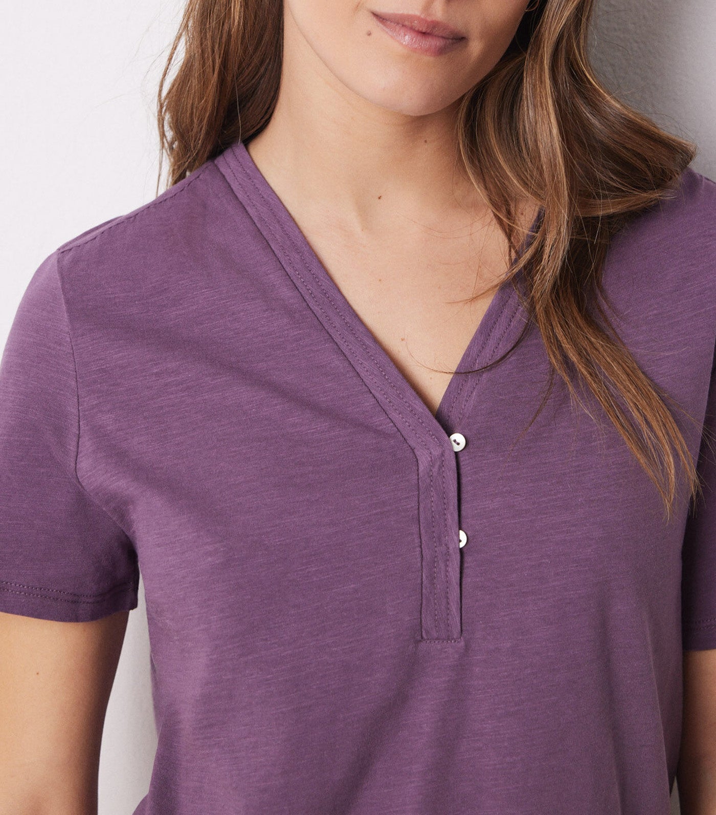Cotton Short Sleeve Shirt Purple