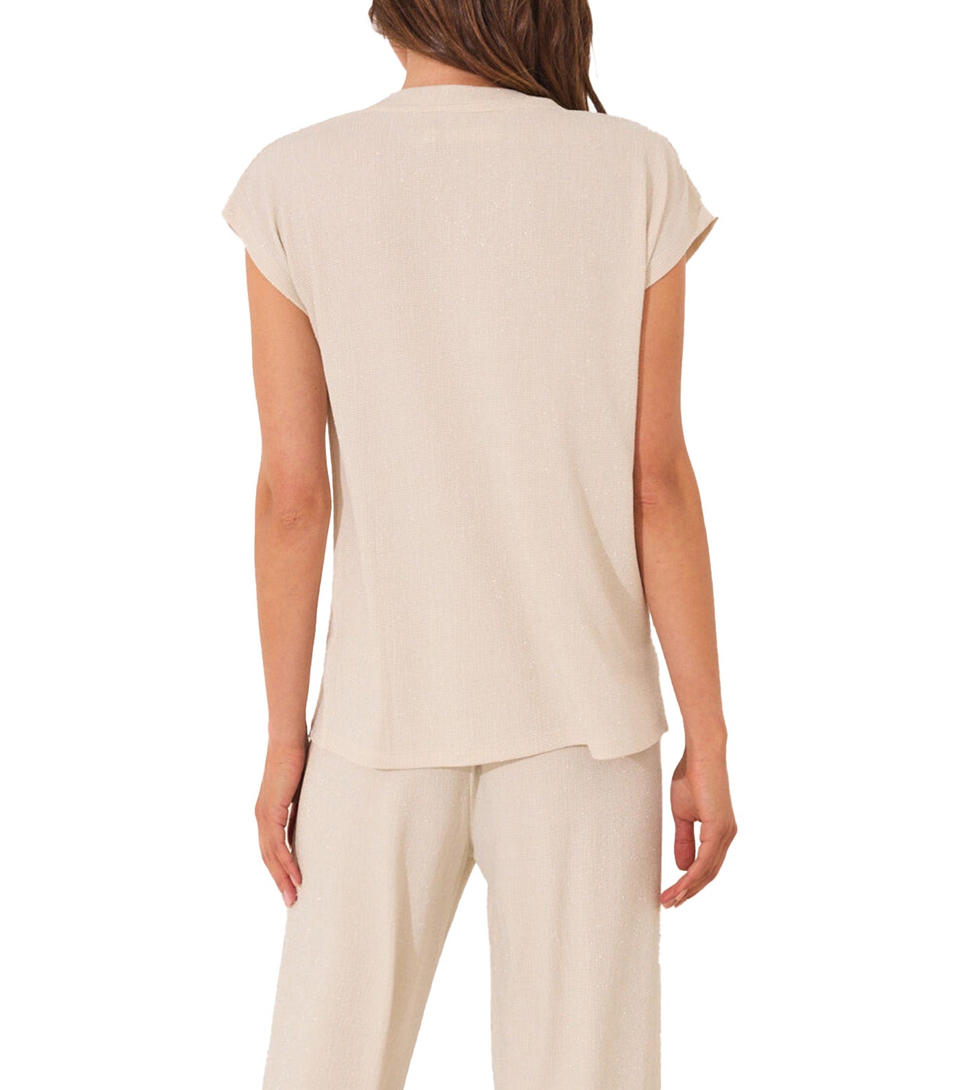 Lurex Trouser and T-Shirt Set White