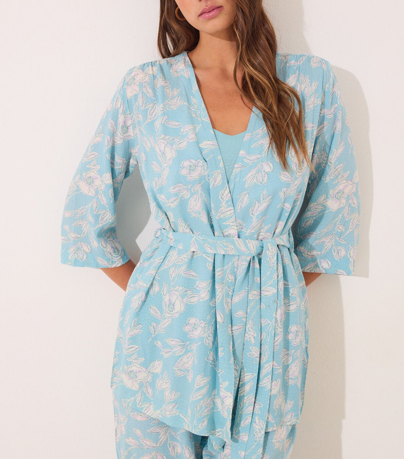 T-Shirt, Trouser, and Robe Set Blue