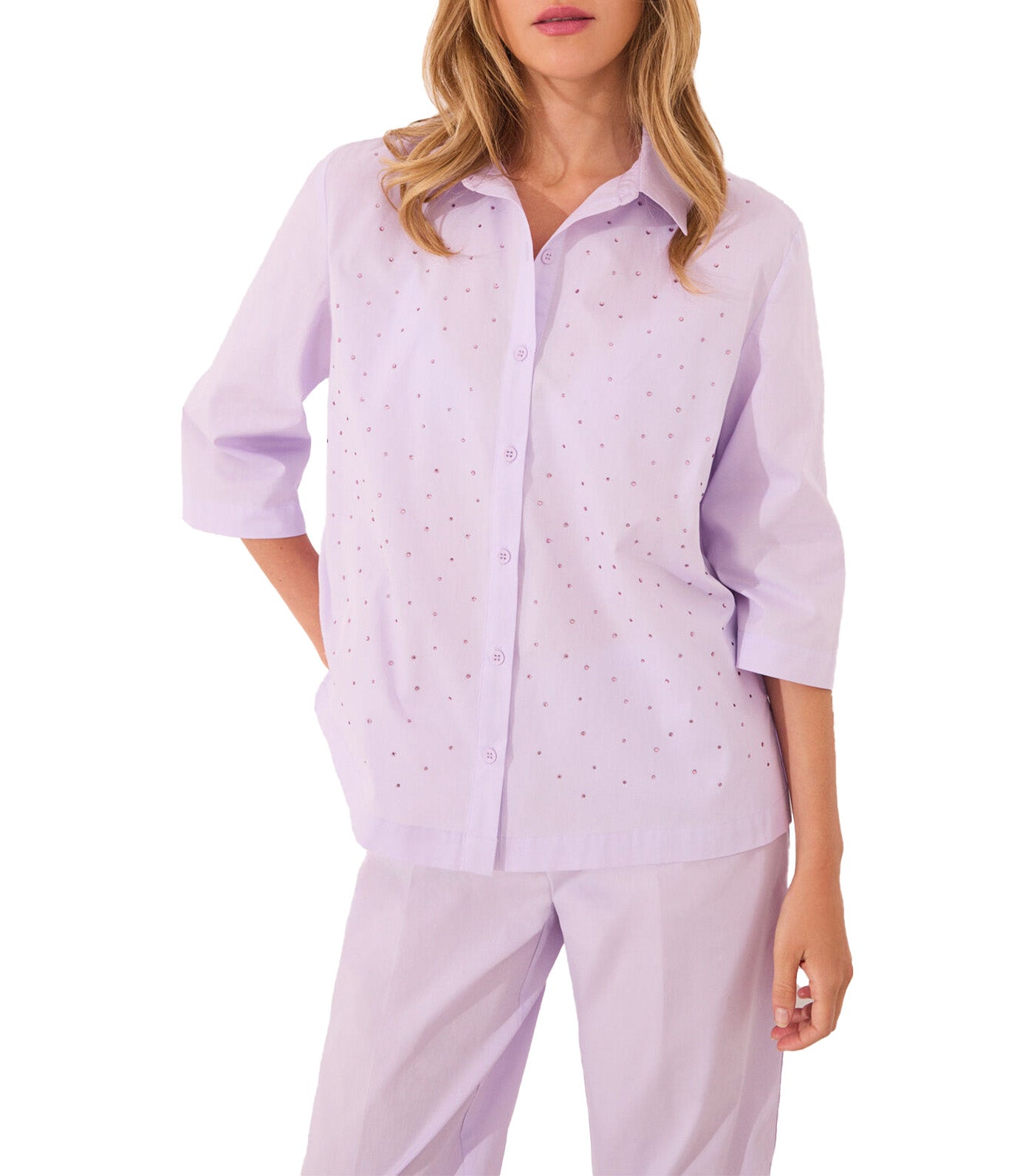 Long Shirt Strass Pajamas Purple