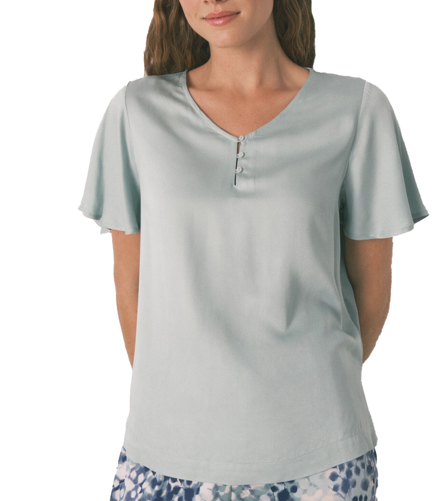 Floral Viscose Satin Pyjamas Green