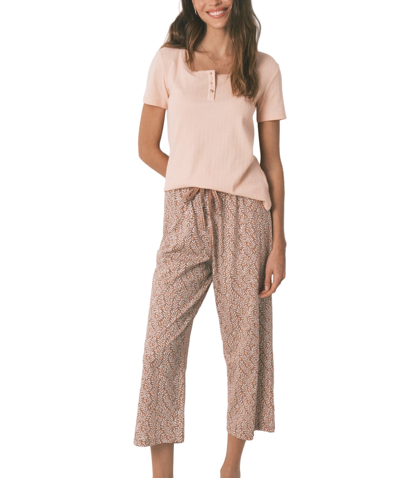 Cotton Print Capri Pajamas Orange