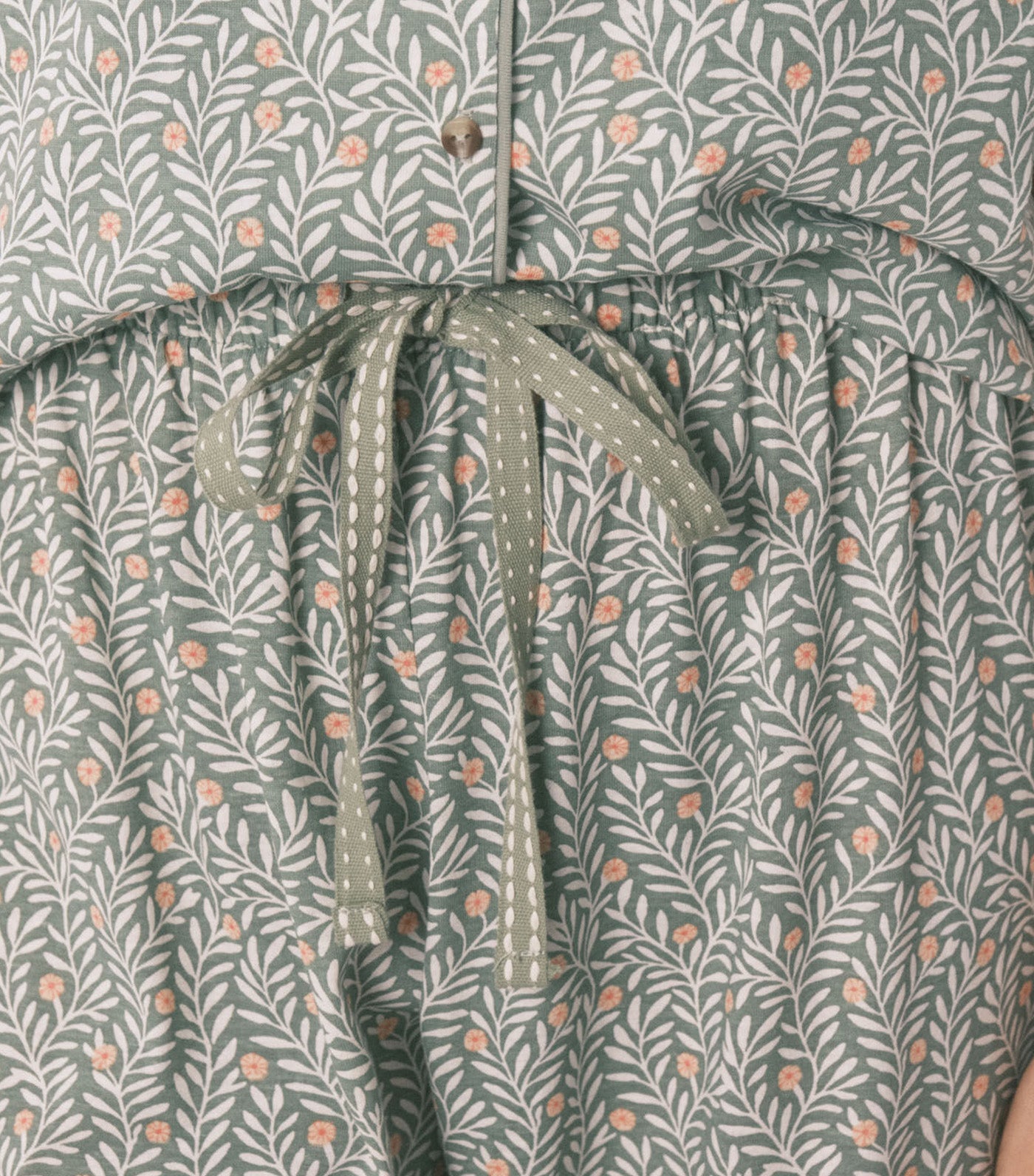Cotton Floral Print Classic Pajamas Green
