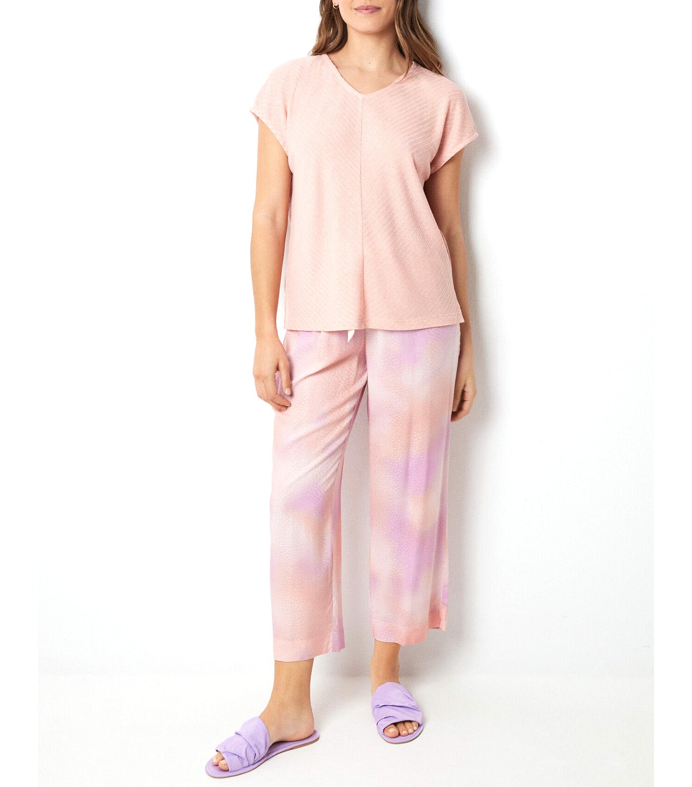 Tie-Dye Print Capri Pajamas Orange