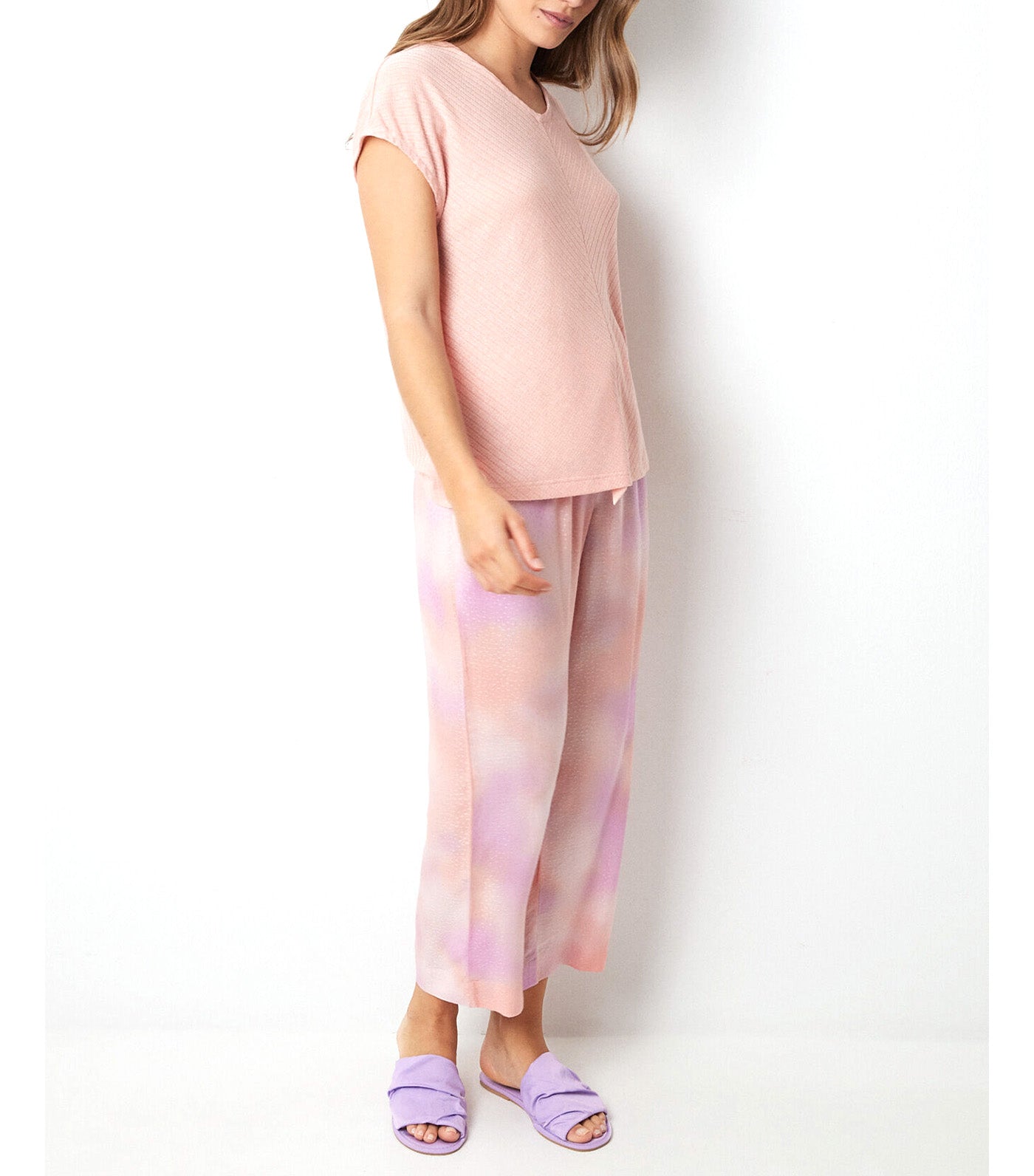 Tie-Dye Print Capri Pajamas Orange