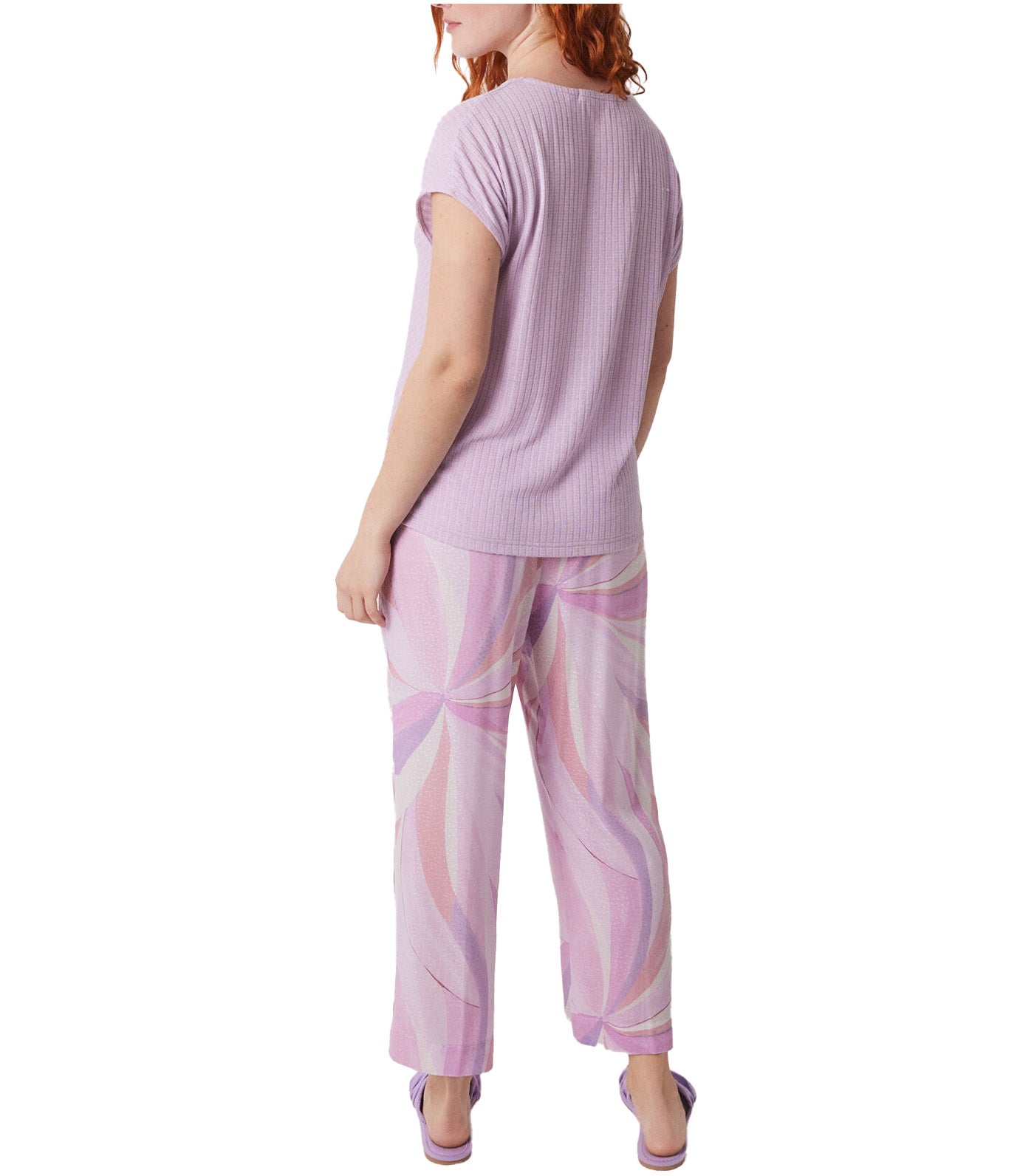 Geometric Print Capri Pajamas Purple