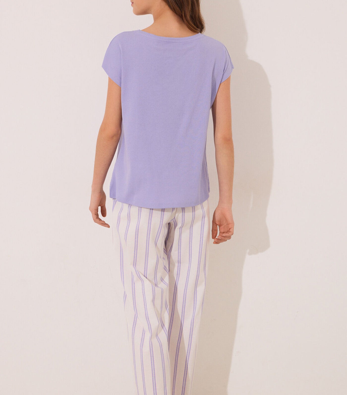 Striped Cotton Lounge Pajamas Purple/Lilac