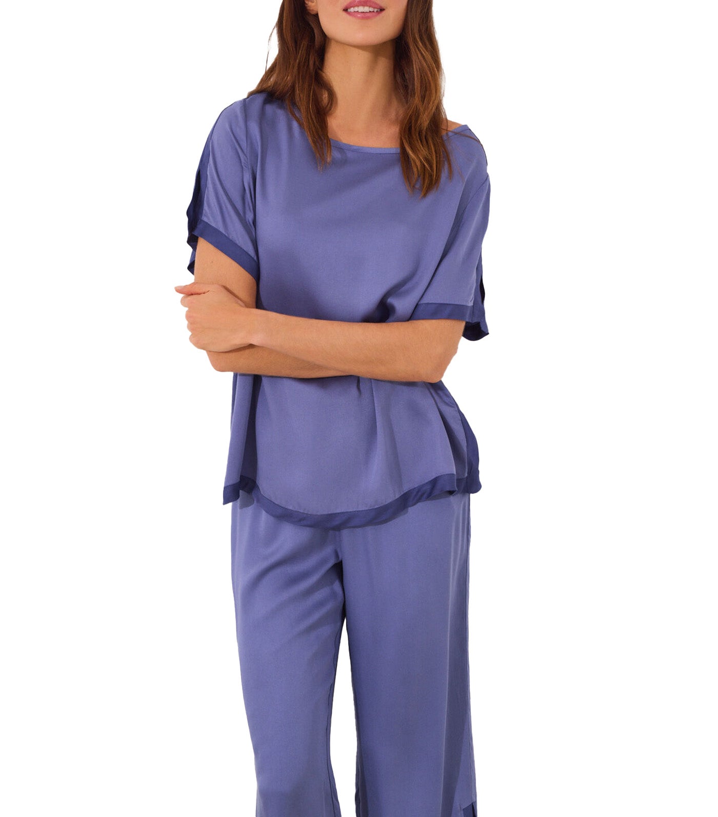 Plain Satin Pajamas Blue