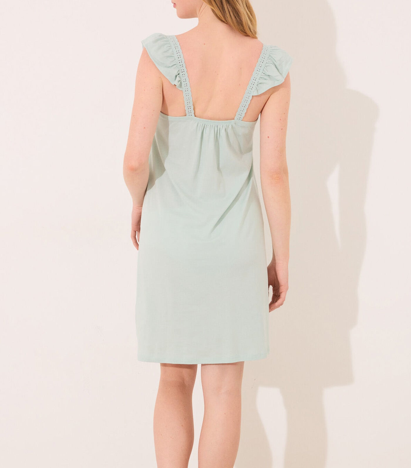 Midi Maternity Nightgown with Pleated Bib Green