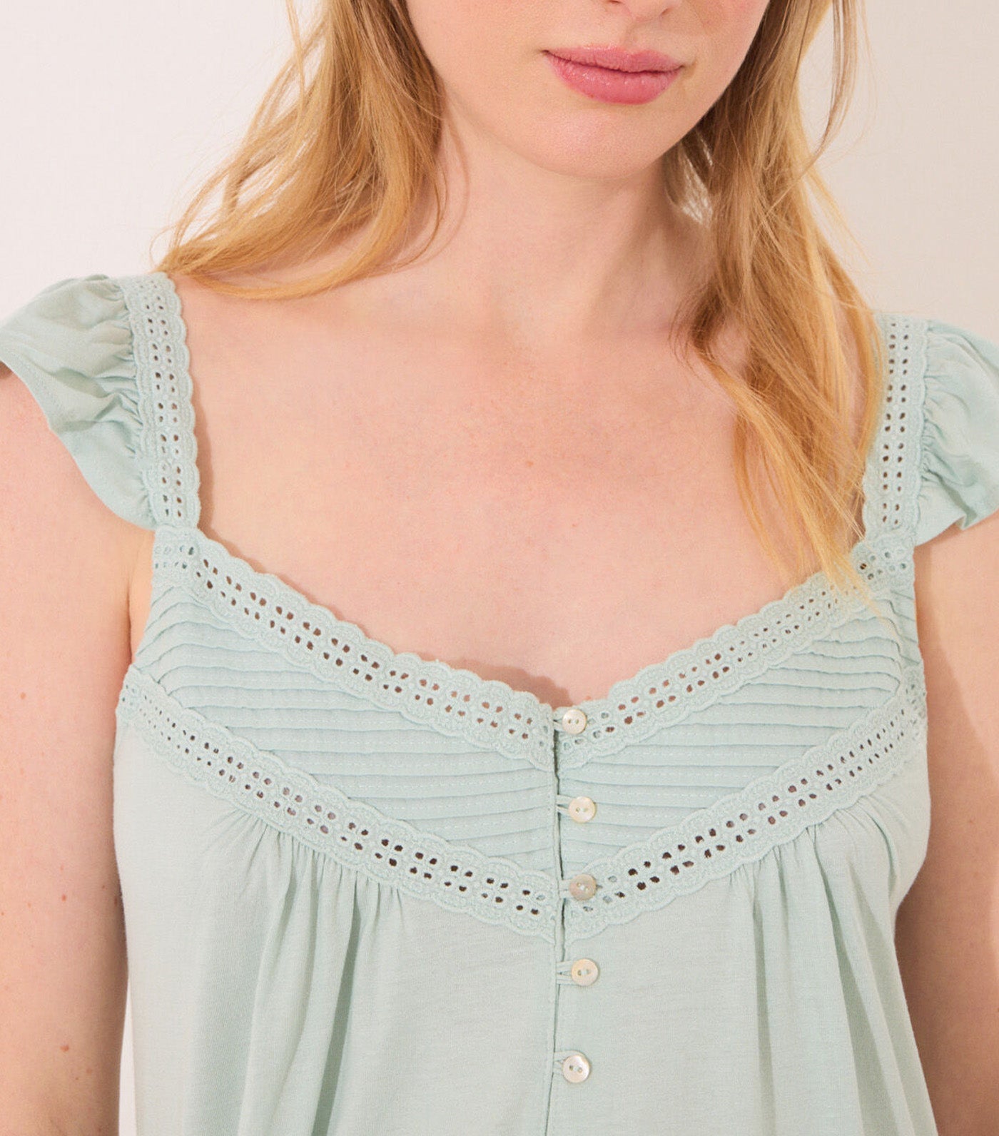 Midi Maternity Nightgown with Pleated Bib Green