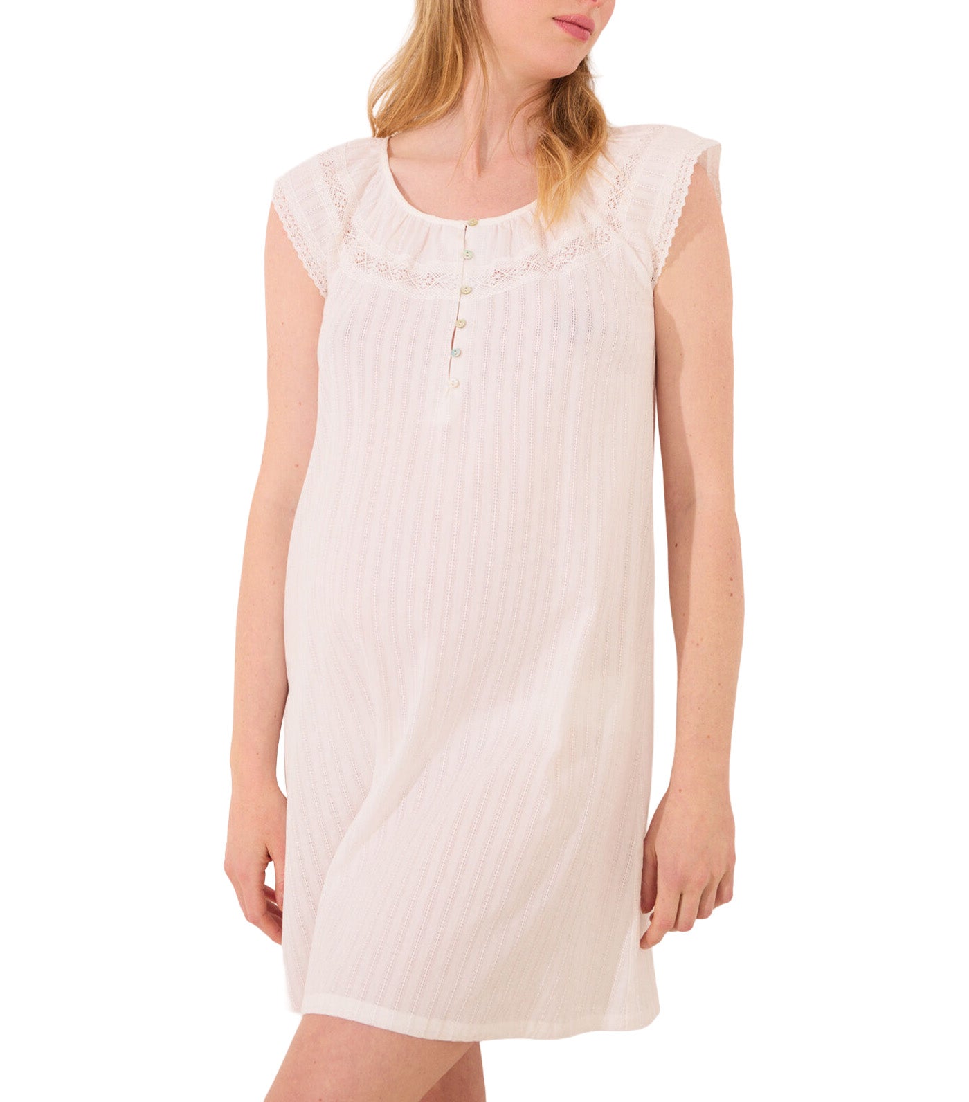 Short Maternity Nightgown Ivory