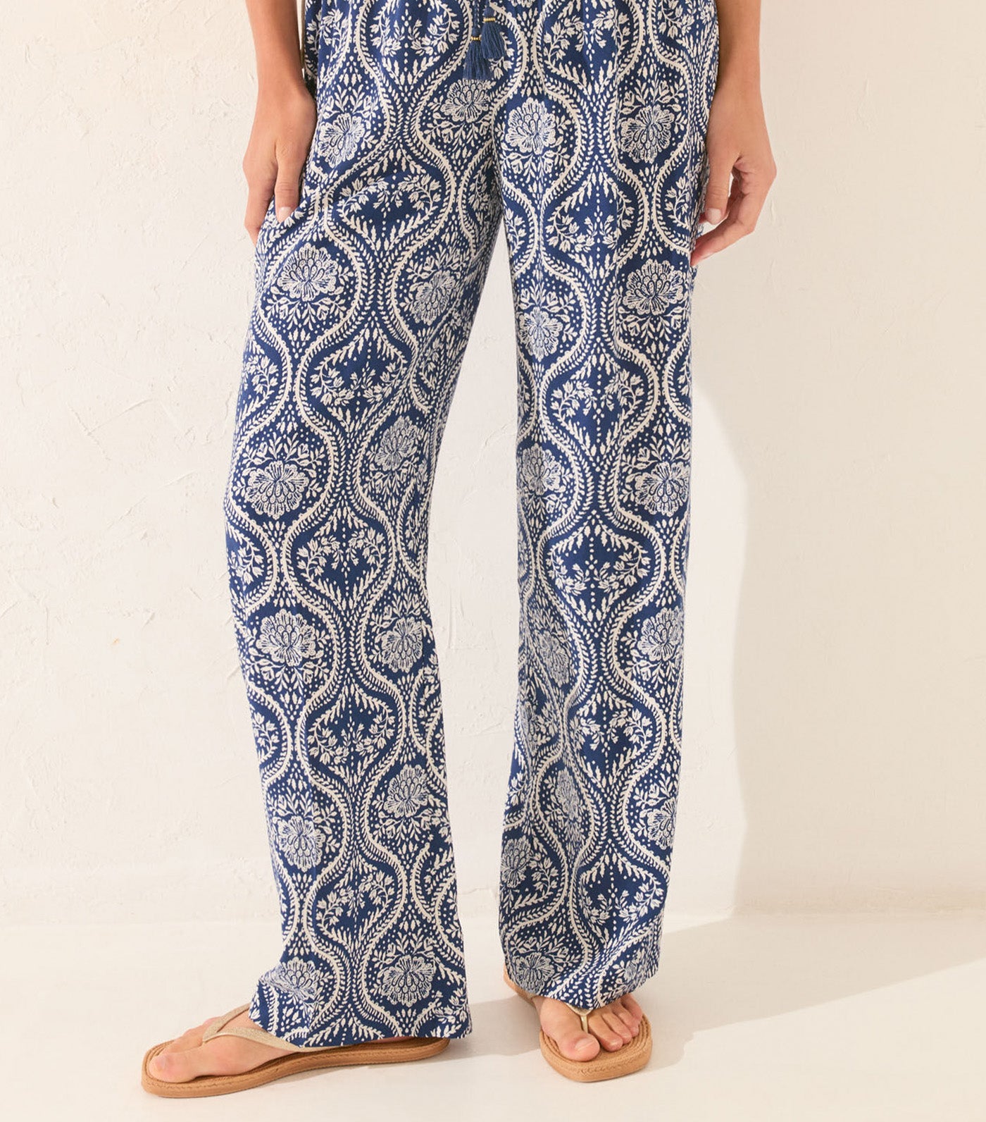Long Allover Print Trouser Blue