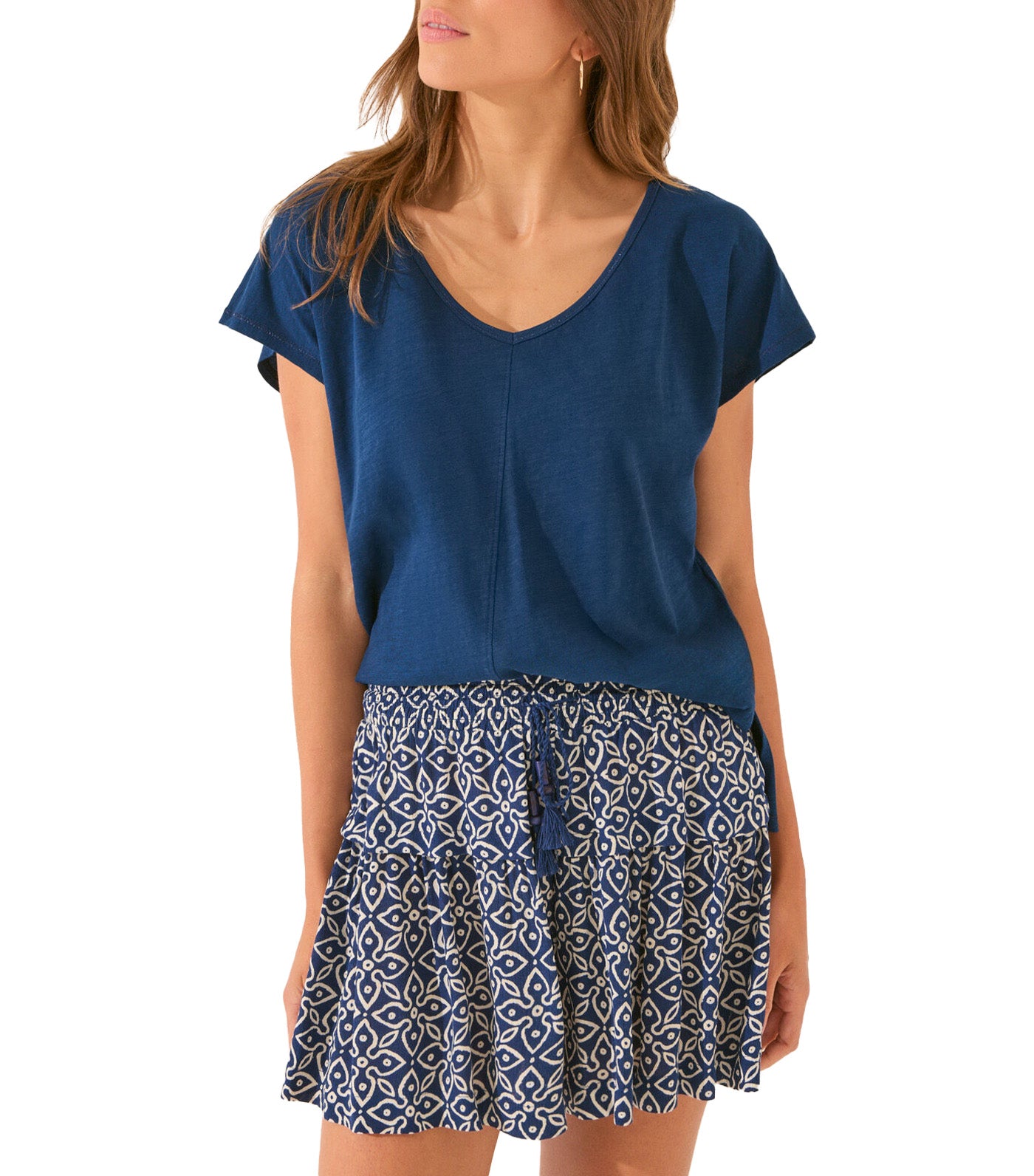 Stamp Print Trouser Blue