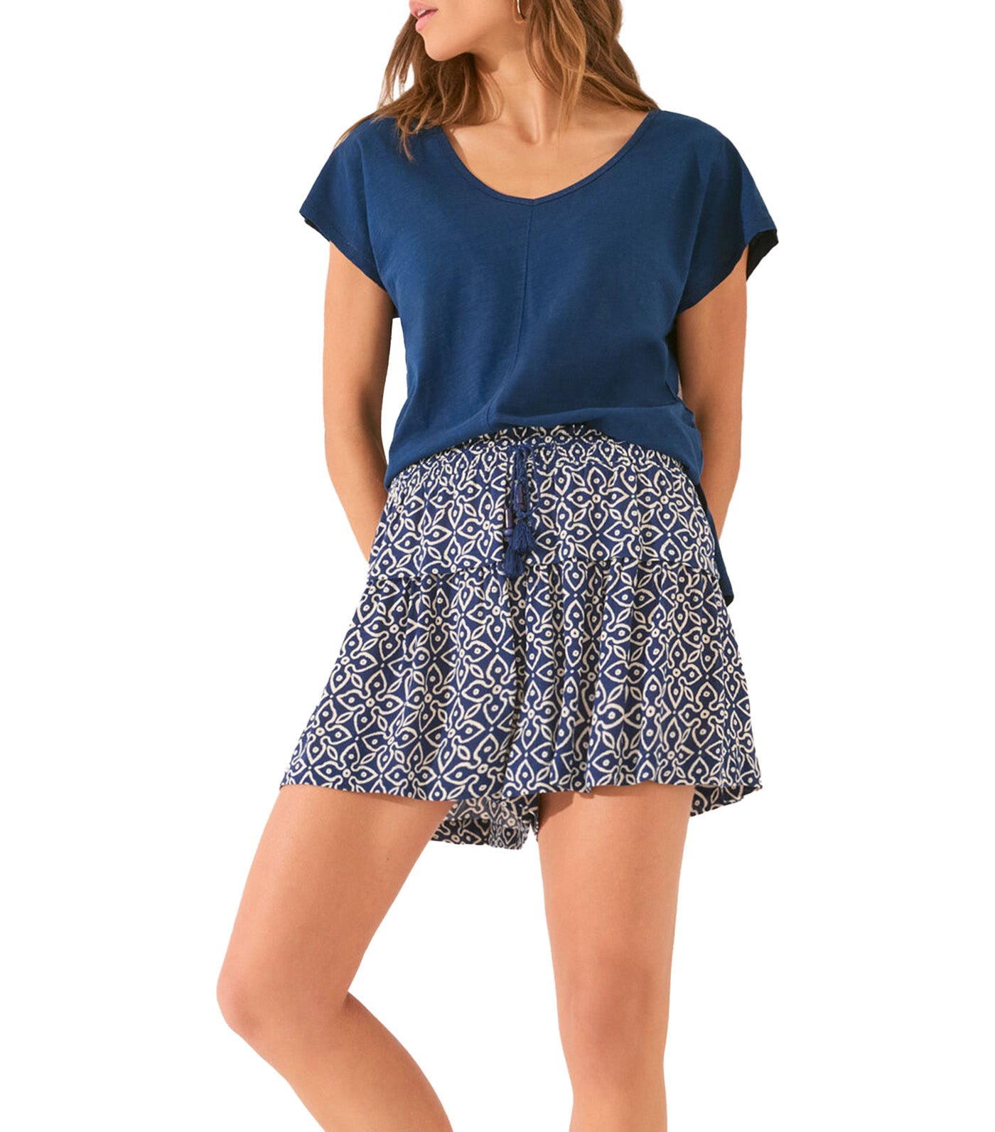 Stamp Print Trouser Blue