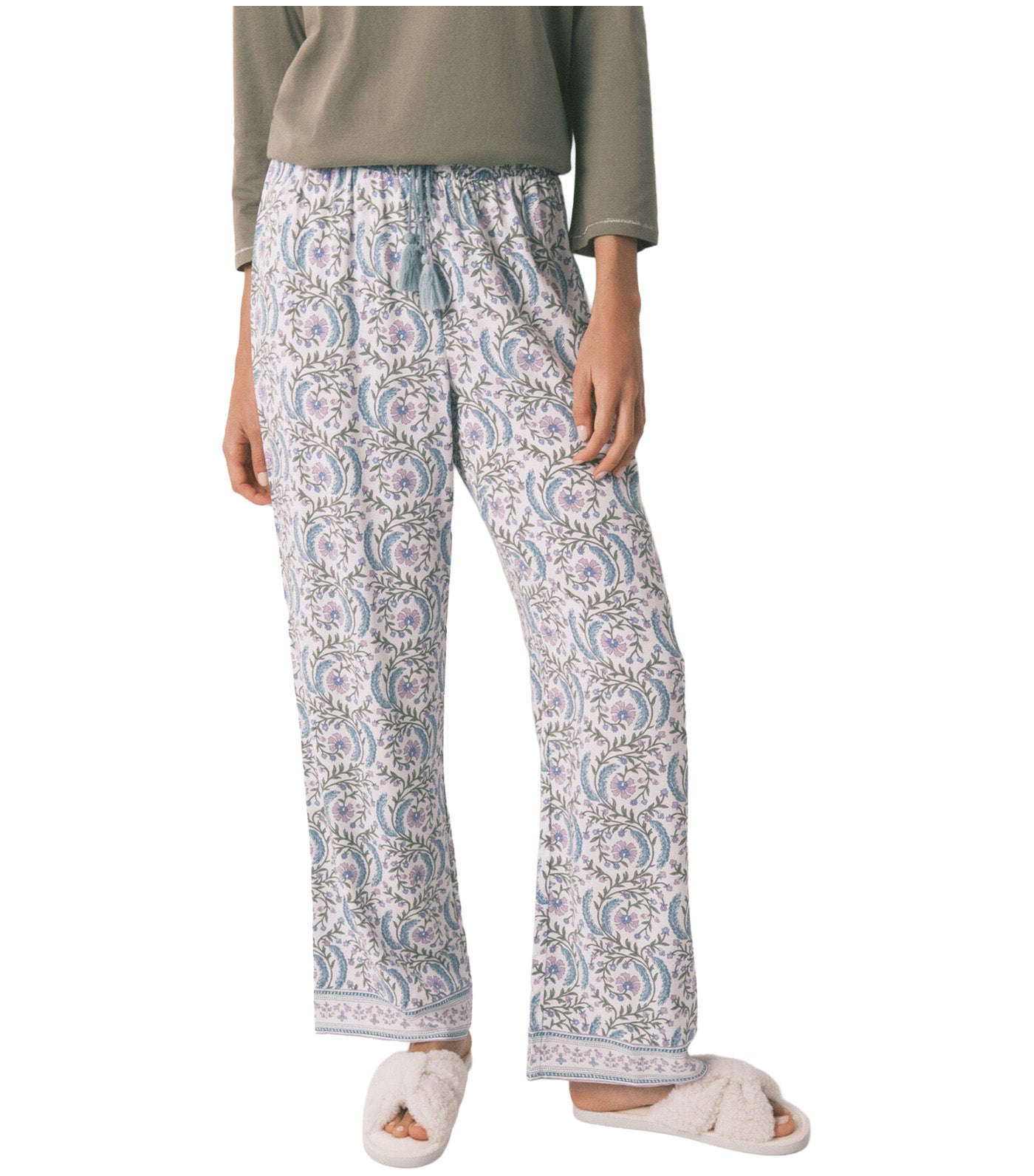 Long Viscose Flower Print Trouser