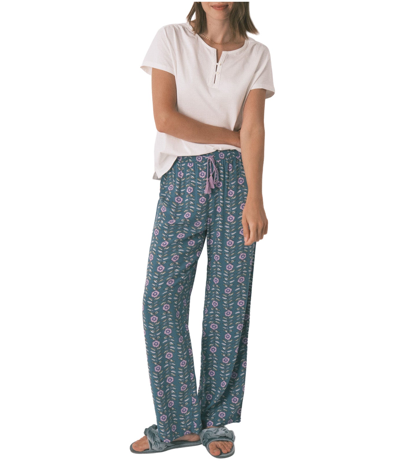 Long Viscose Flower Print Trouser