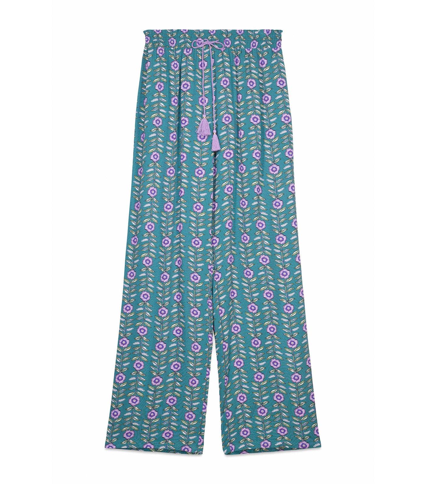 Long Viscose Flower Print Trouser