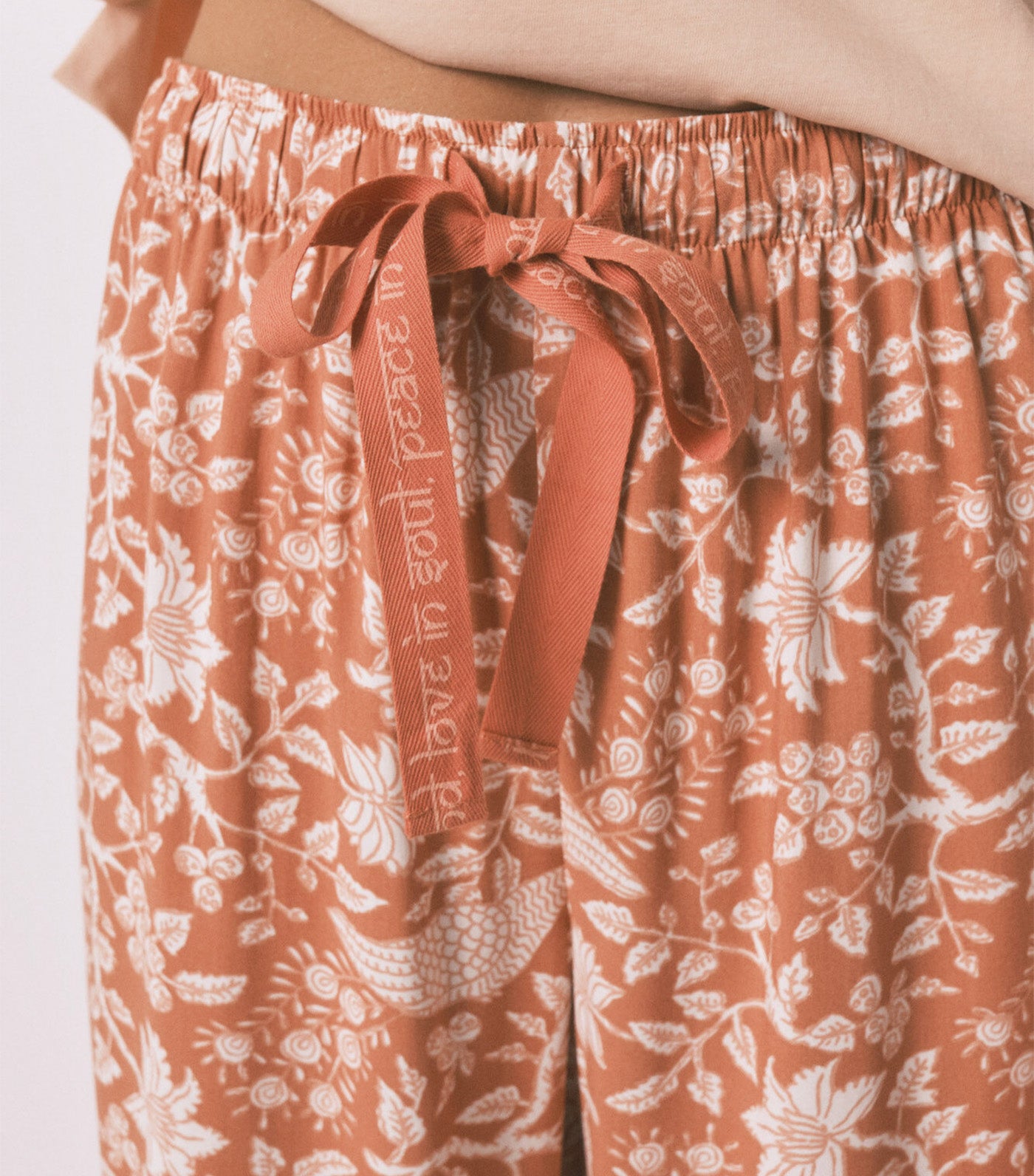 Long Orange Floral Viscose Trouser