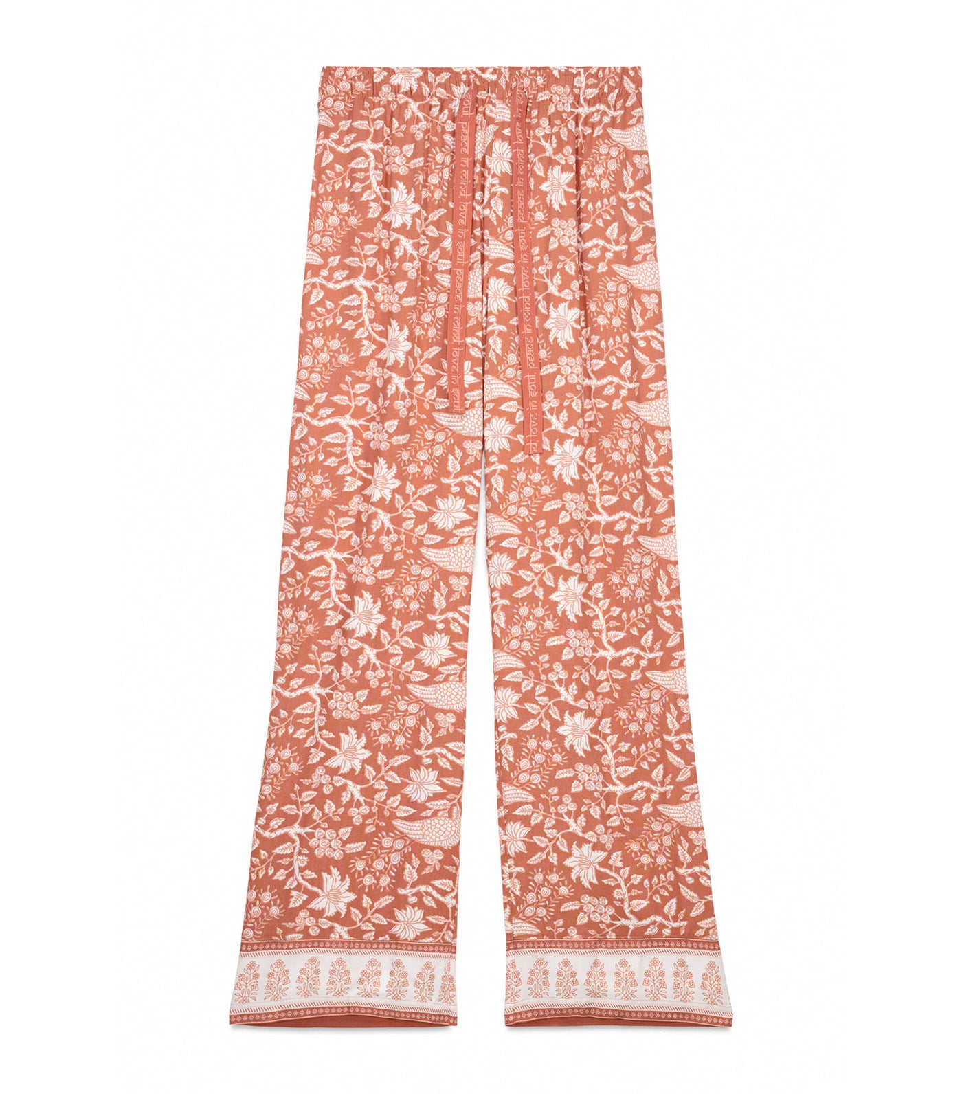 Long Orange Floral Viscose Trouser
