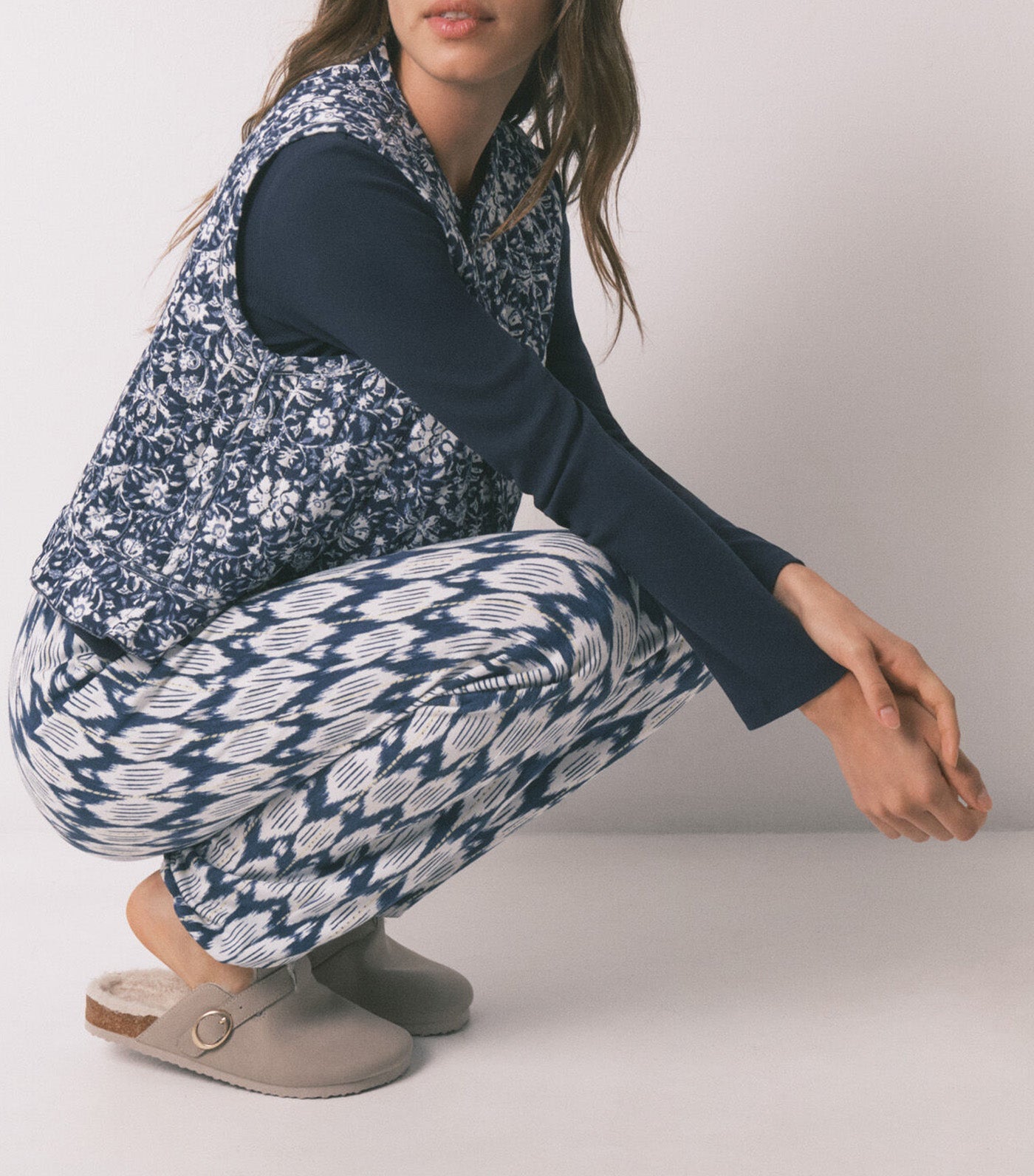 Boho Print Long Trousers Blue