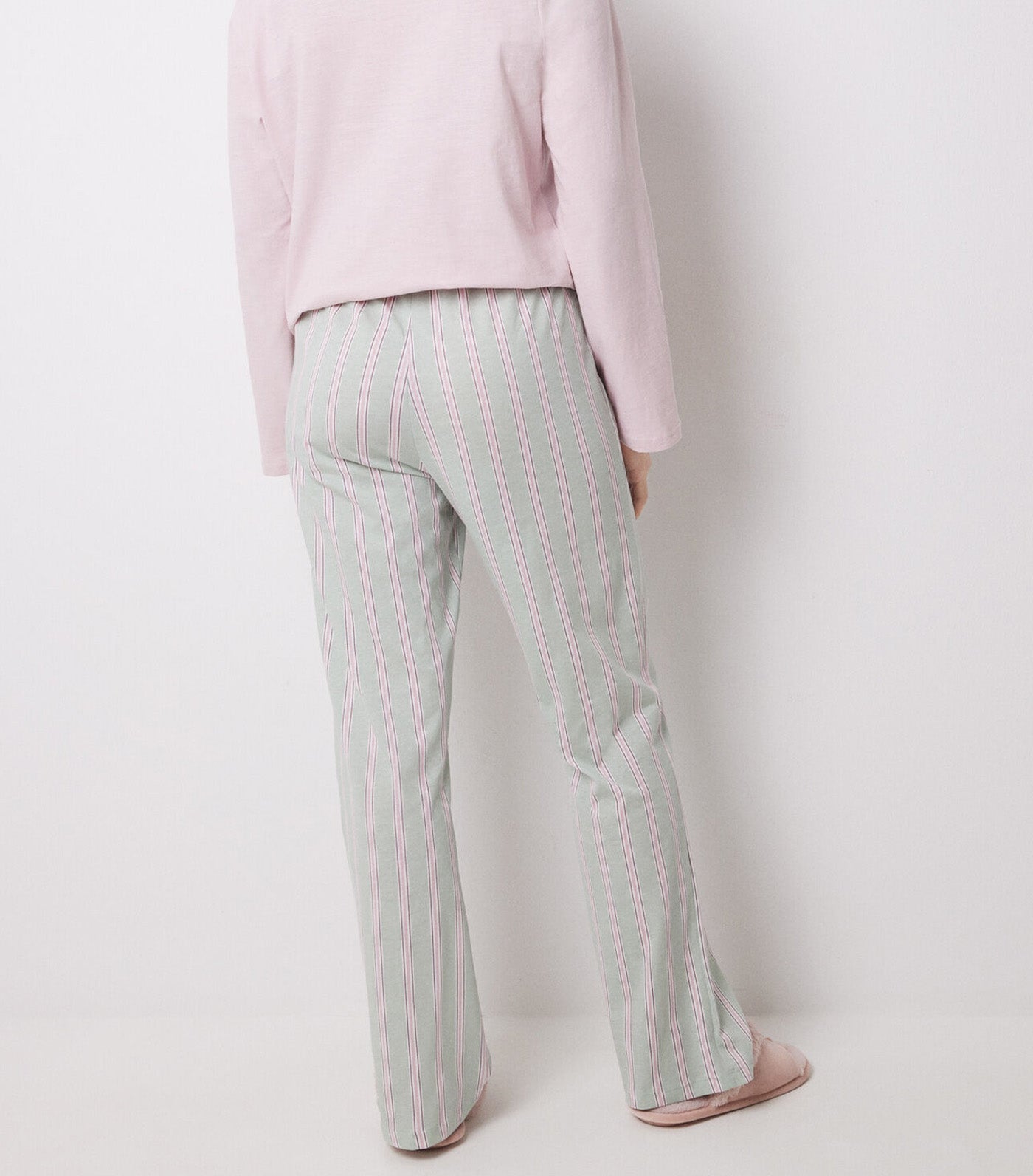 Long Pants Cotton Striped Green