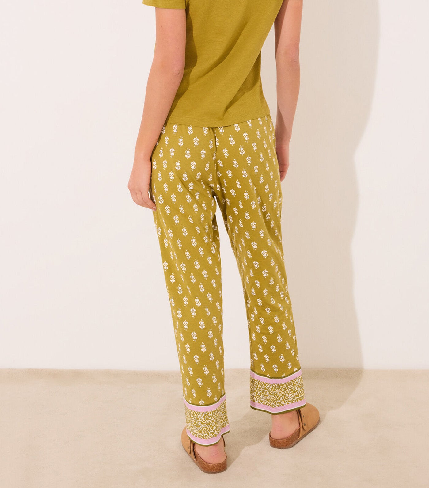 Long Carrot Trouser Cotton Stamps Yellow