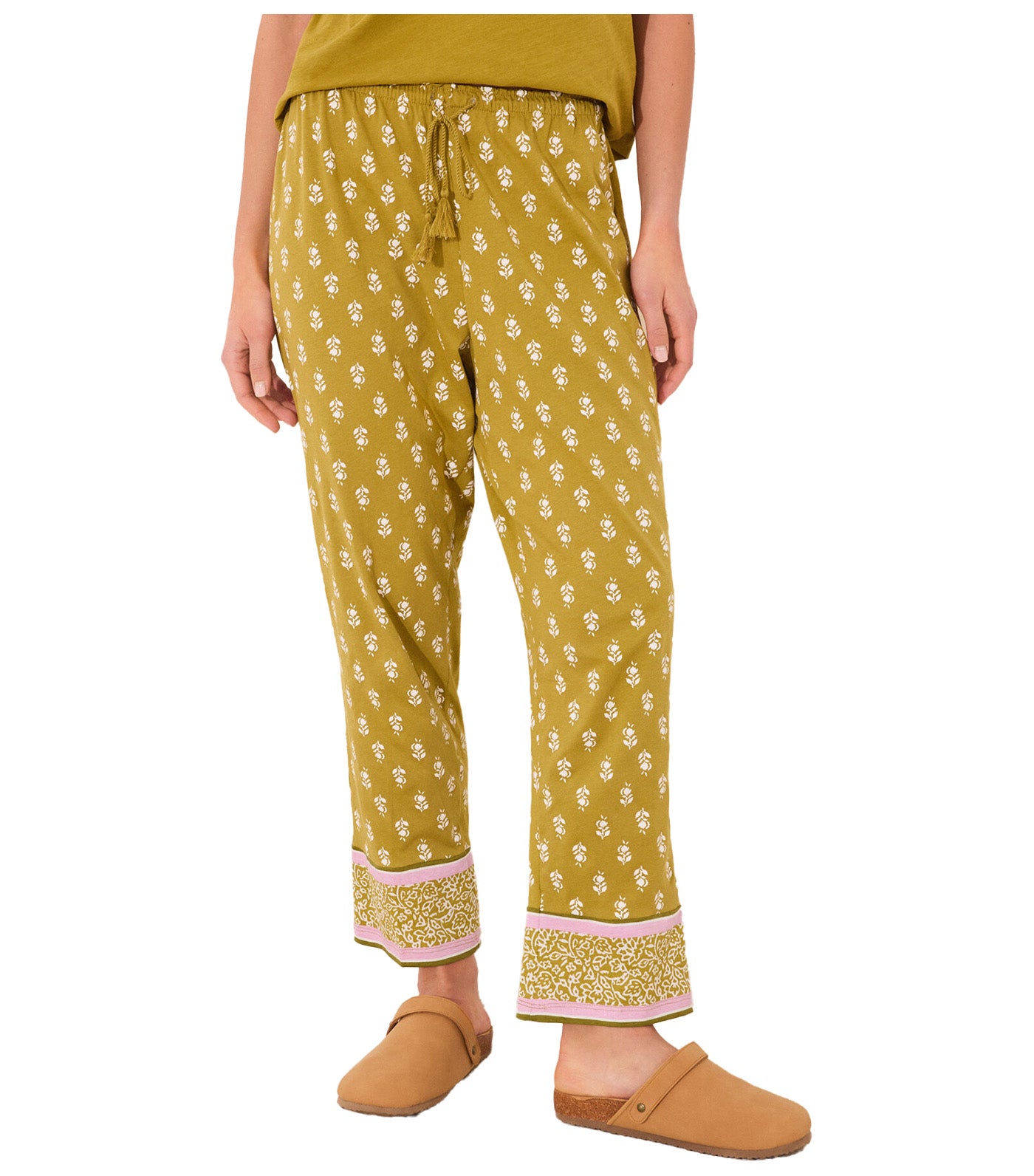 Long Carrot Trouser Cotton Stamps Yellow