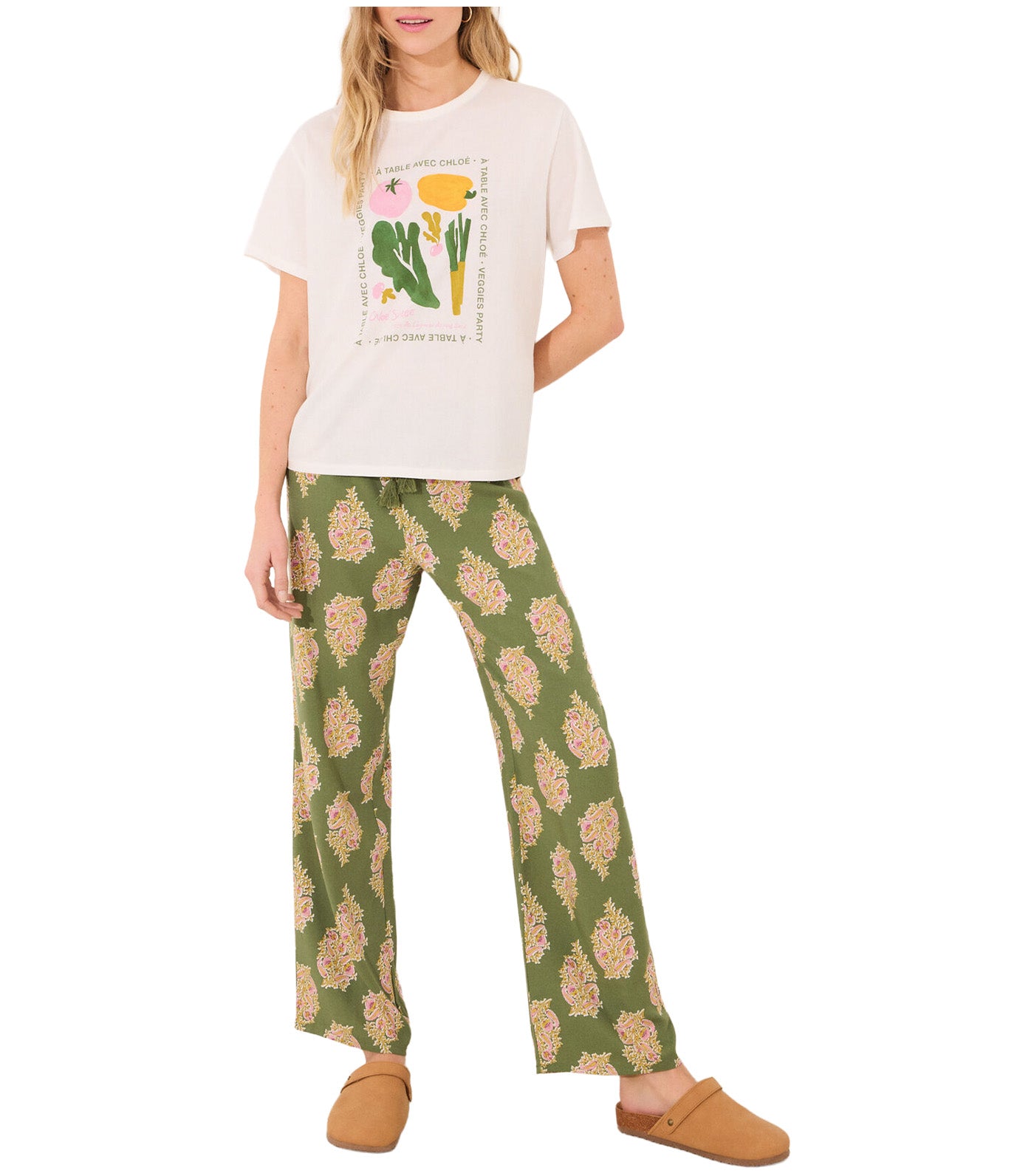 Long Lounge Trouser Green Print