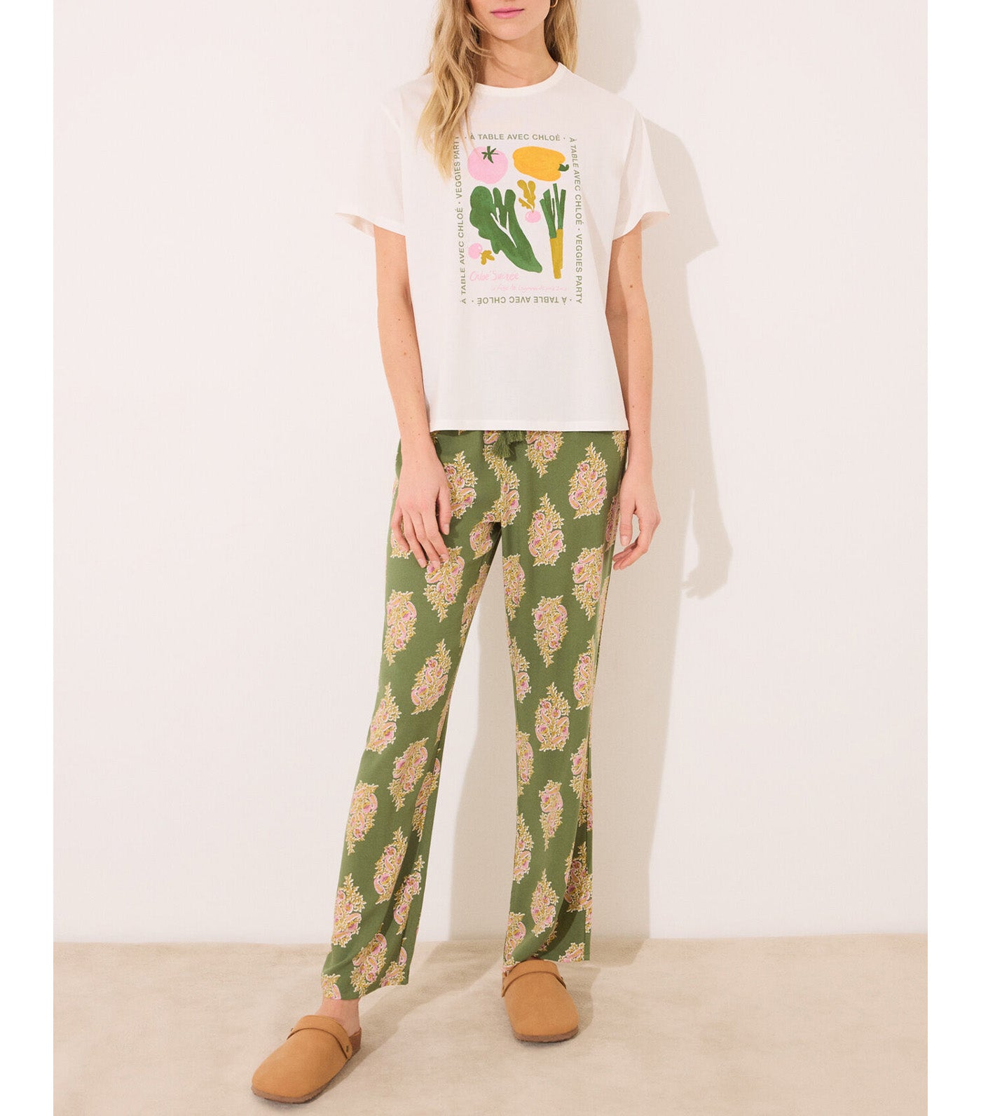 Long Lounge Trouser Green Print