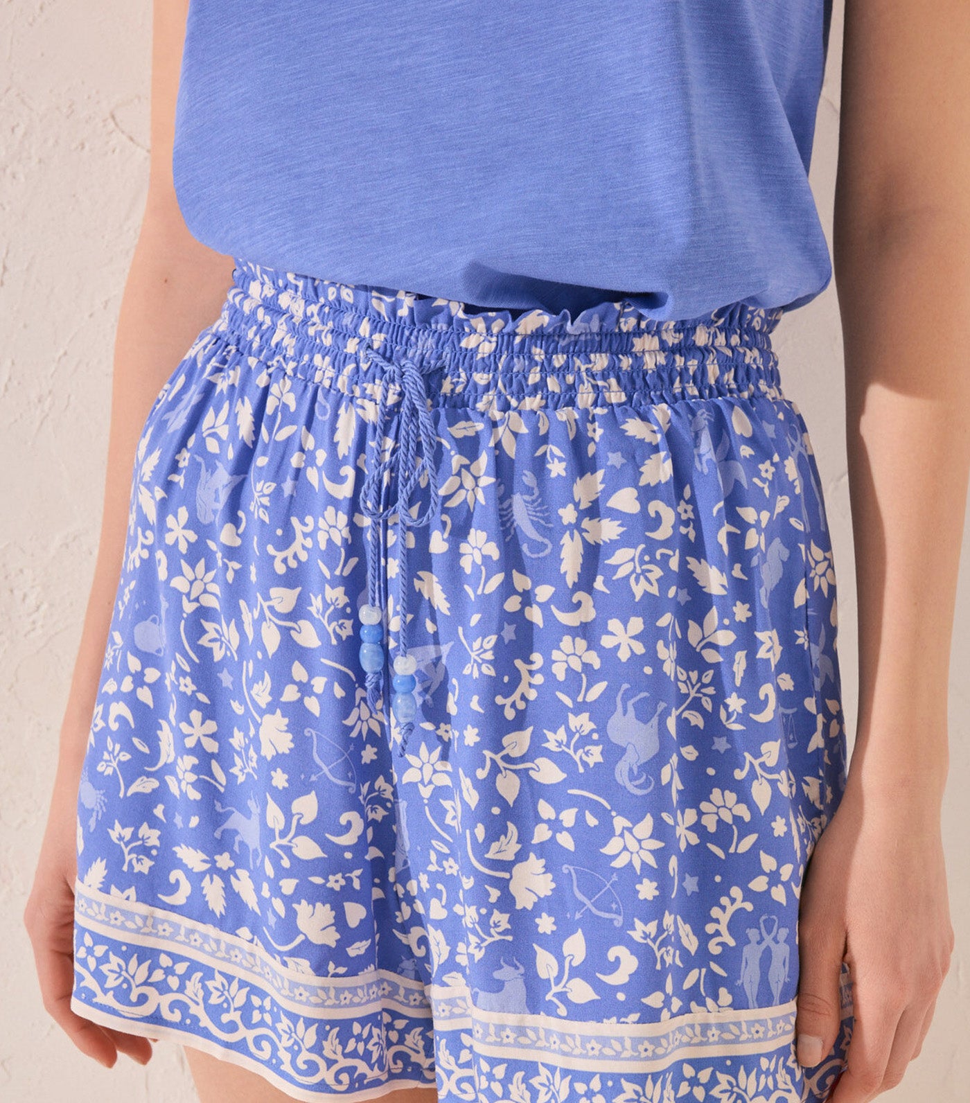 Cotton Sleeveless Tank Top Blue Print