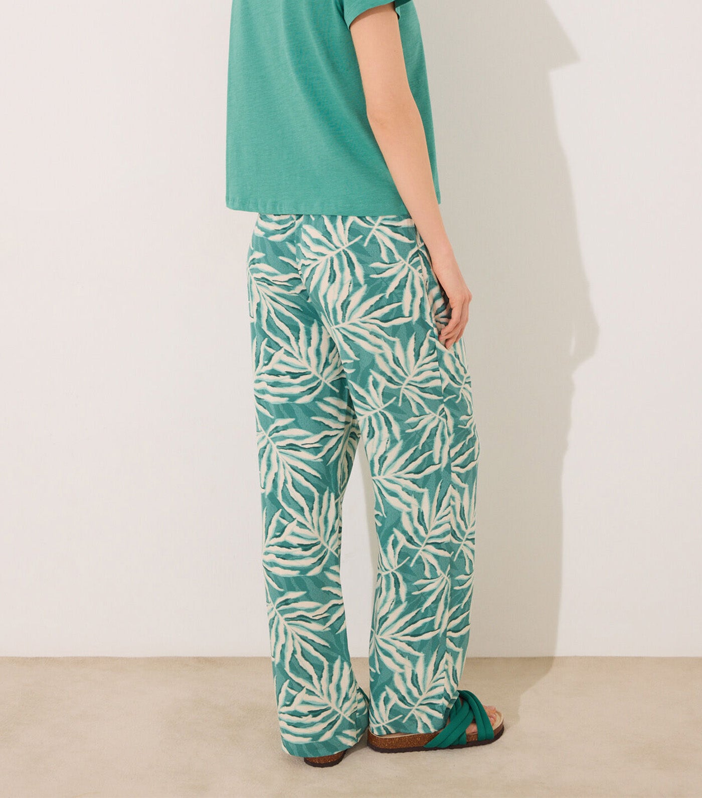 Viscose Trouser Green Leaf Print