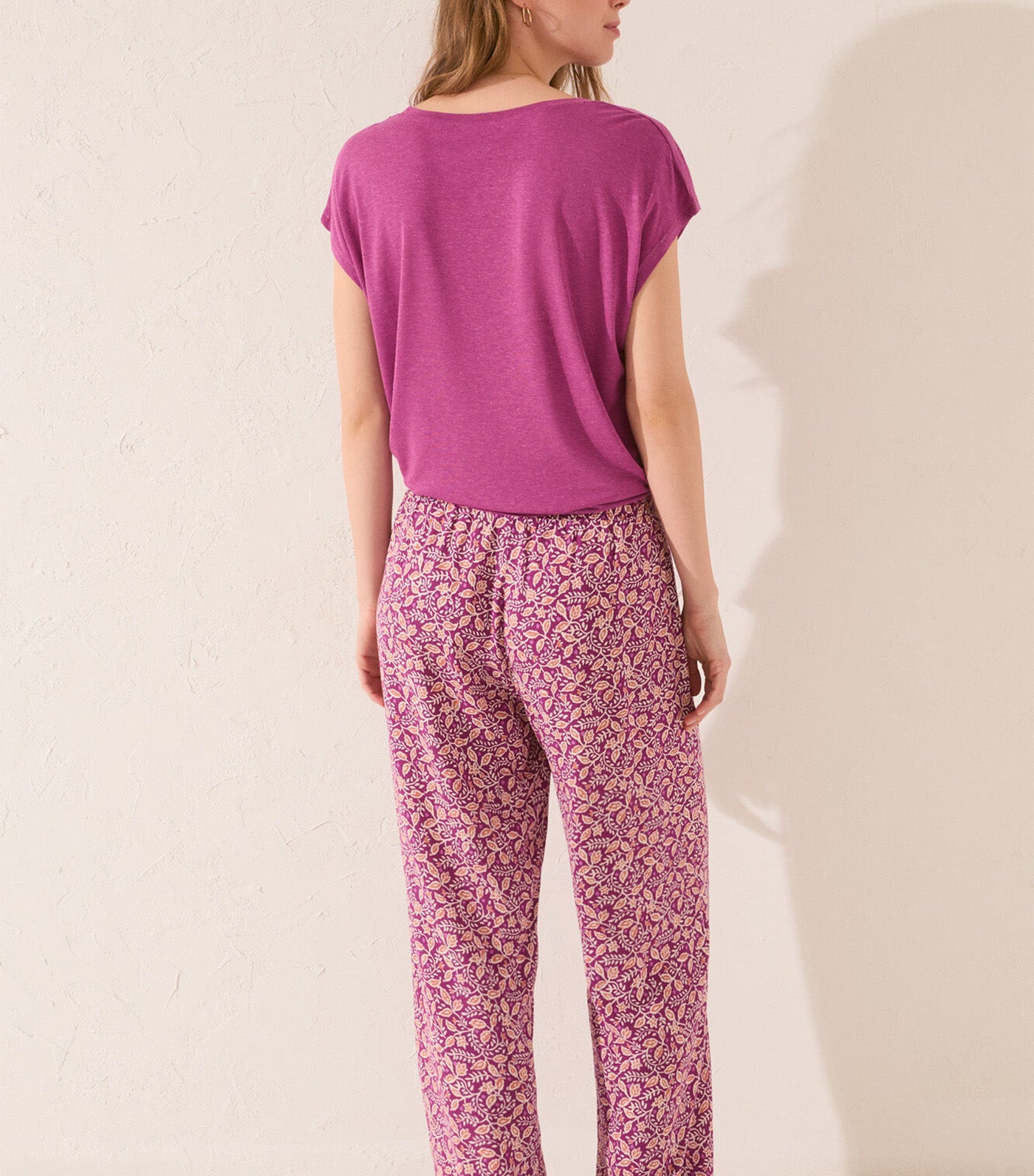 Long Viscose Trousers Purple/Lilac Print