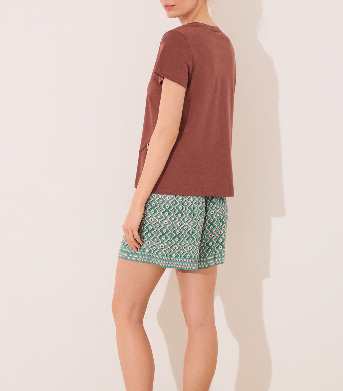 Viscose Trouser Green Geometric Print